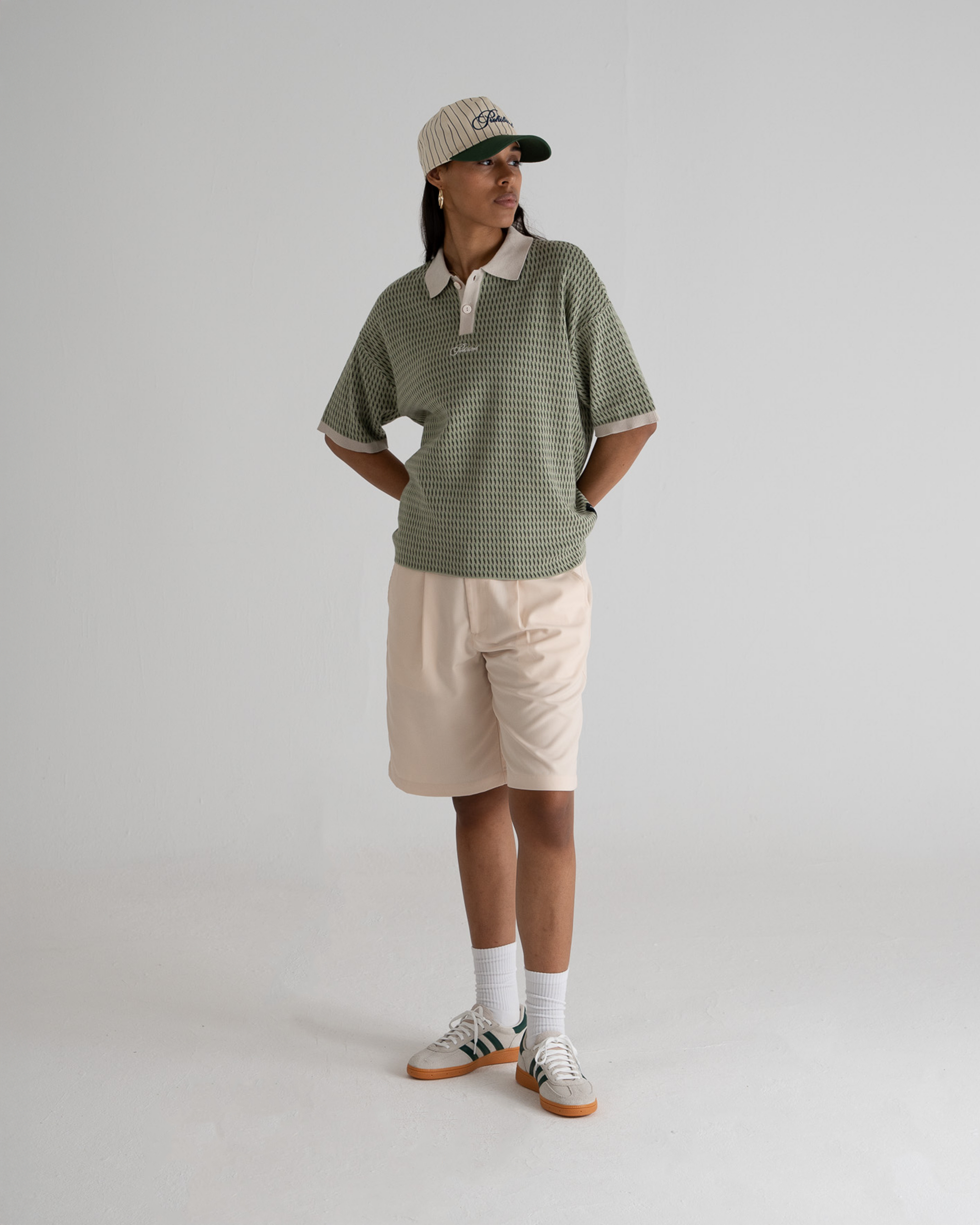 Abstract Knitted Polo Green