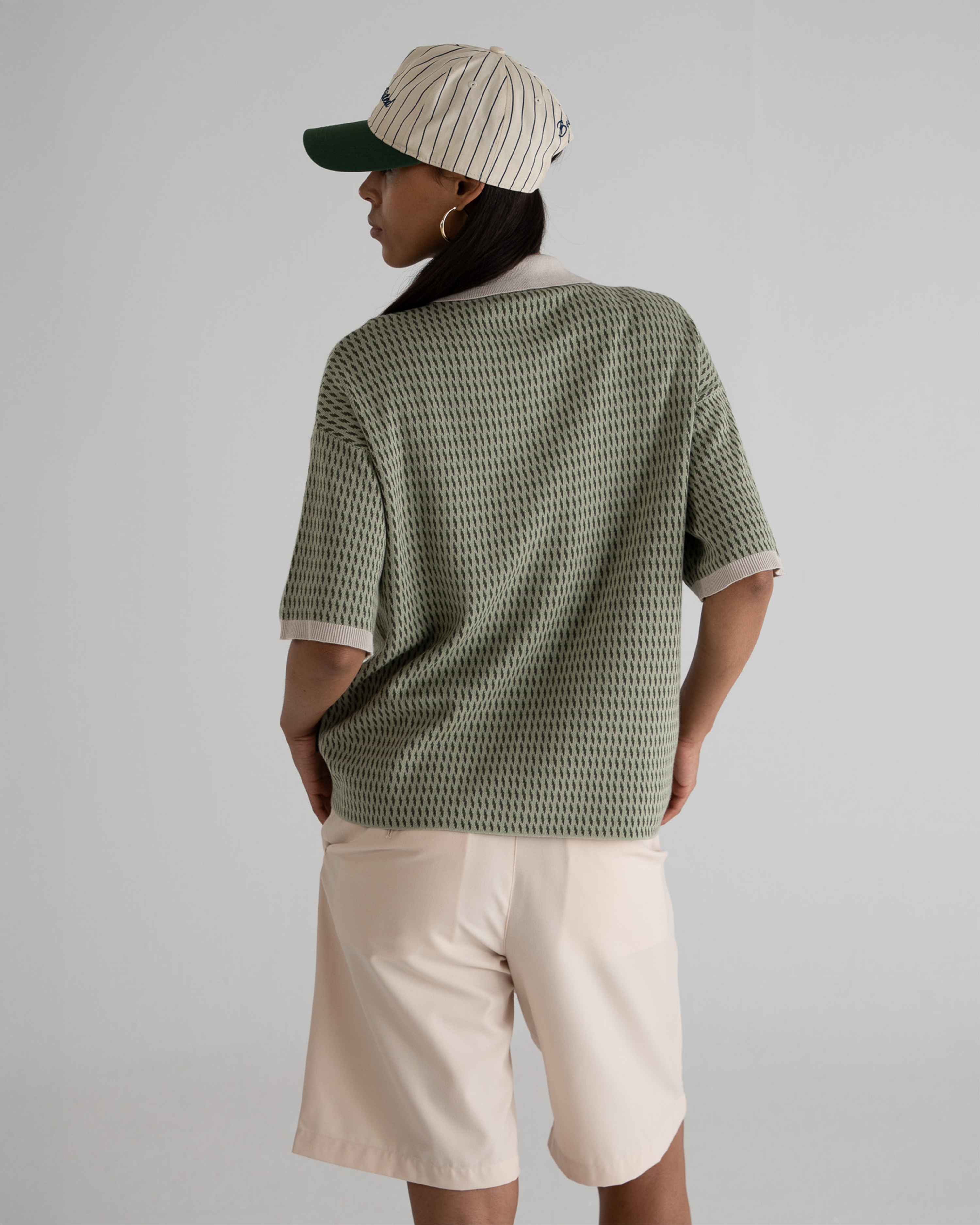 Abstract Knitted Polo Green