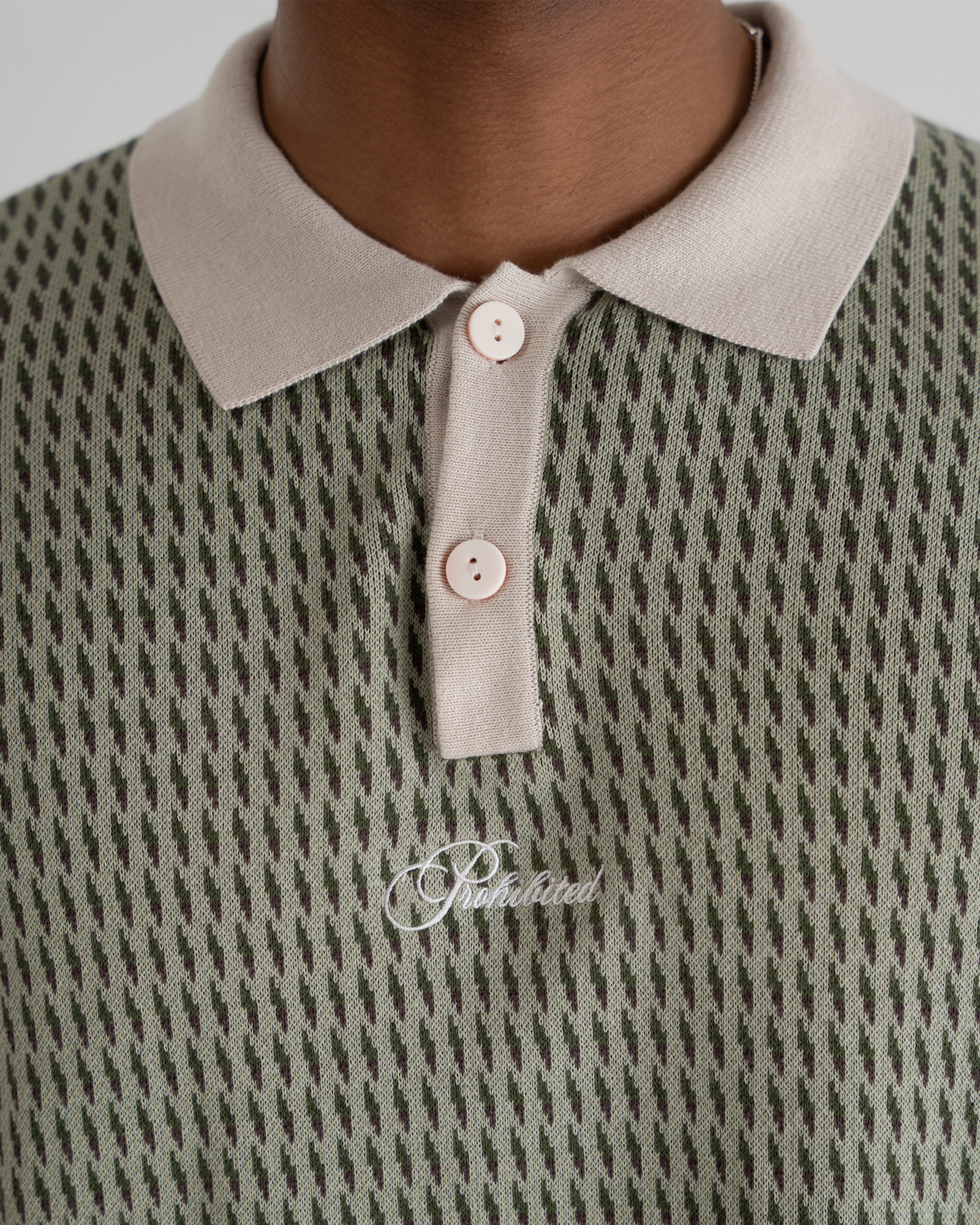 Abstract Knitted Polo Green
