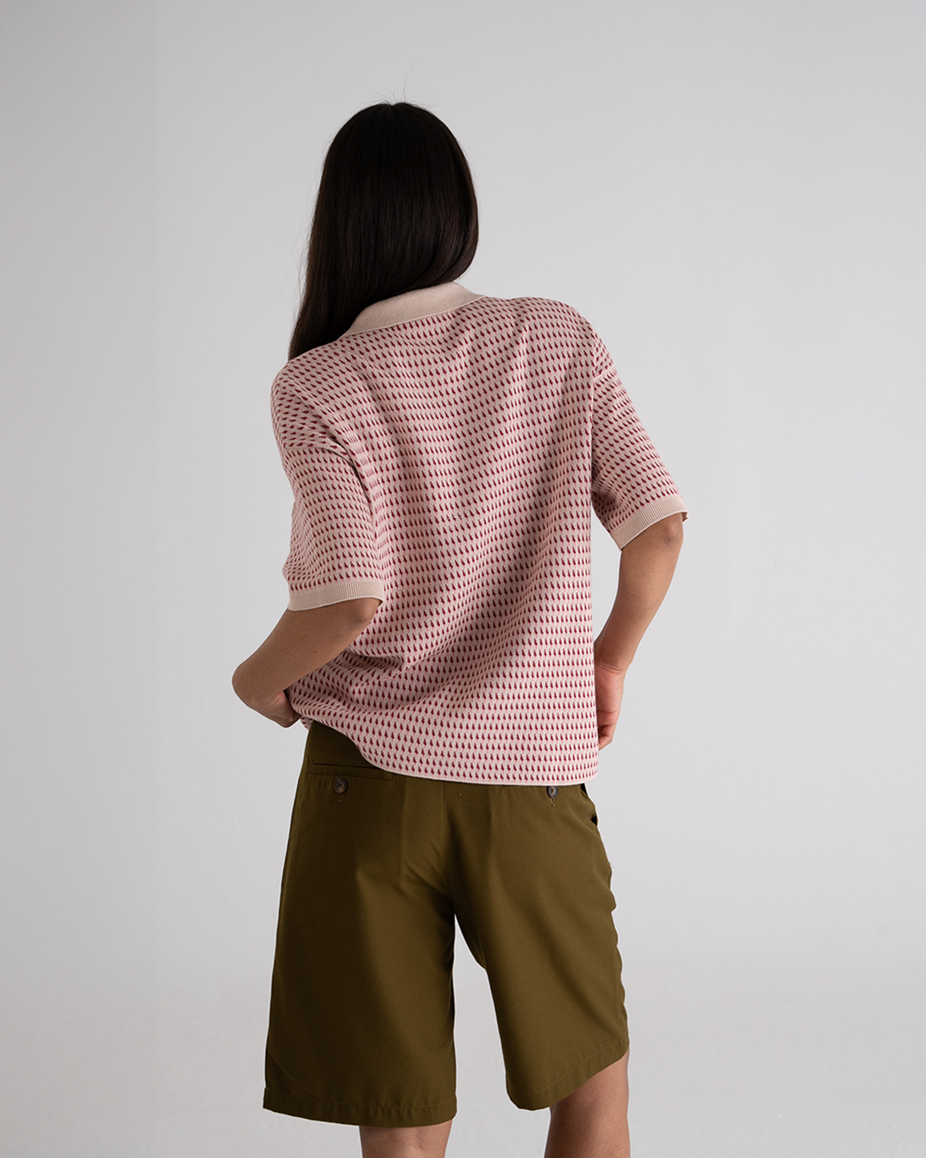 Abstract Knitted Polo Red