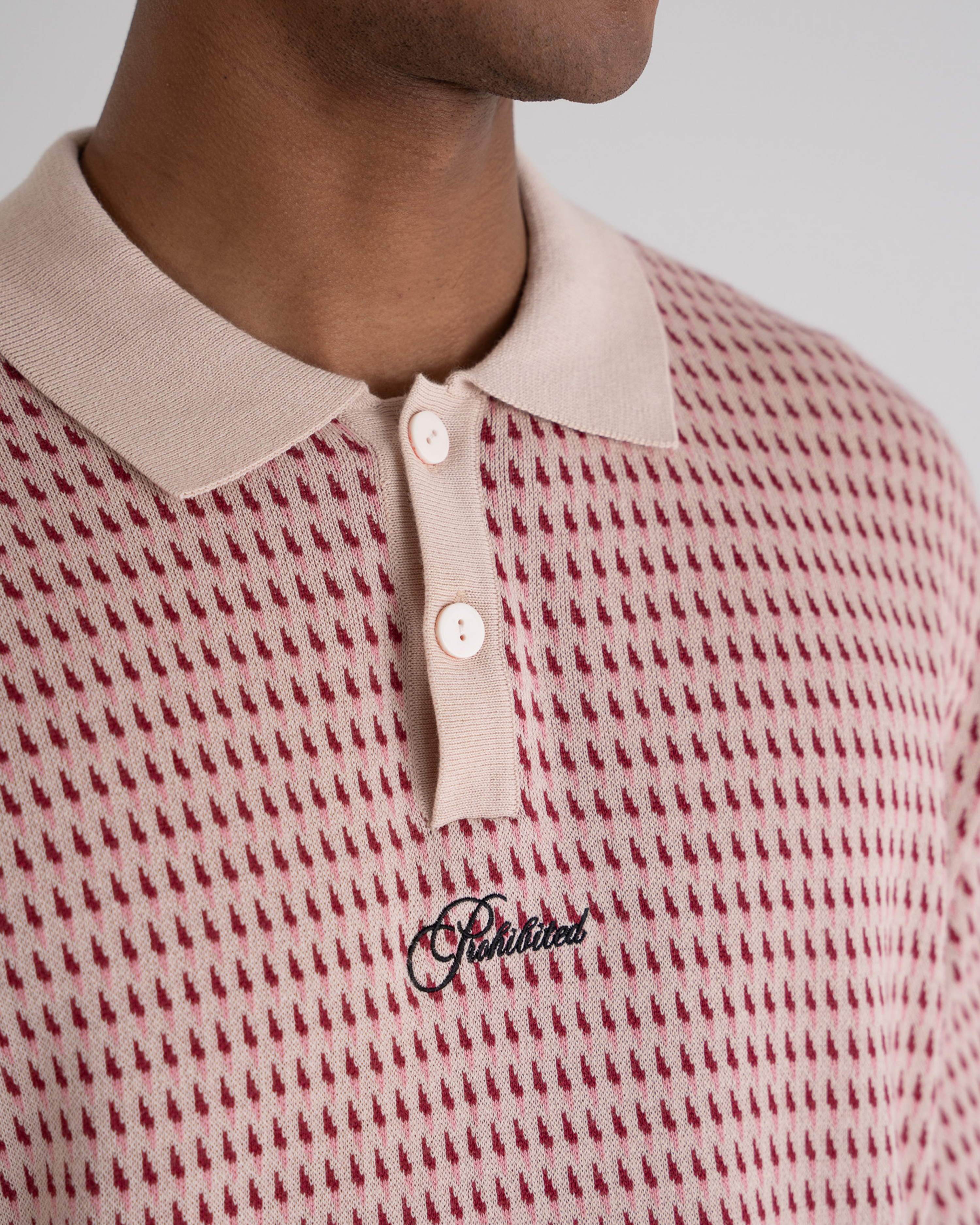 Abstract Knitted Polo Red