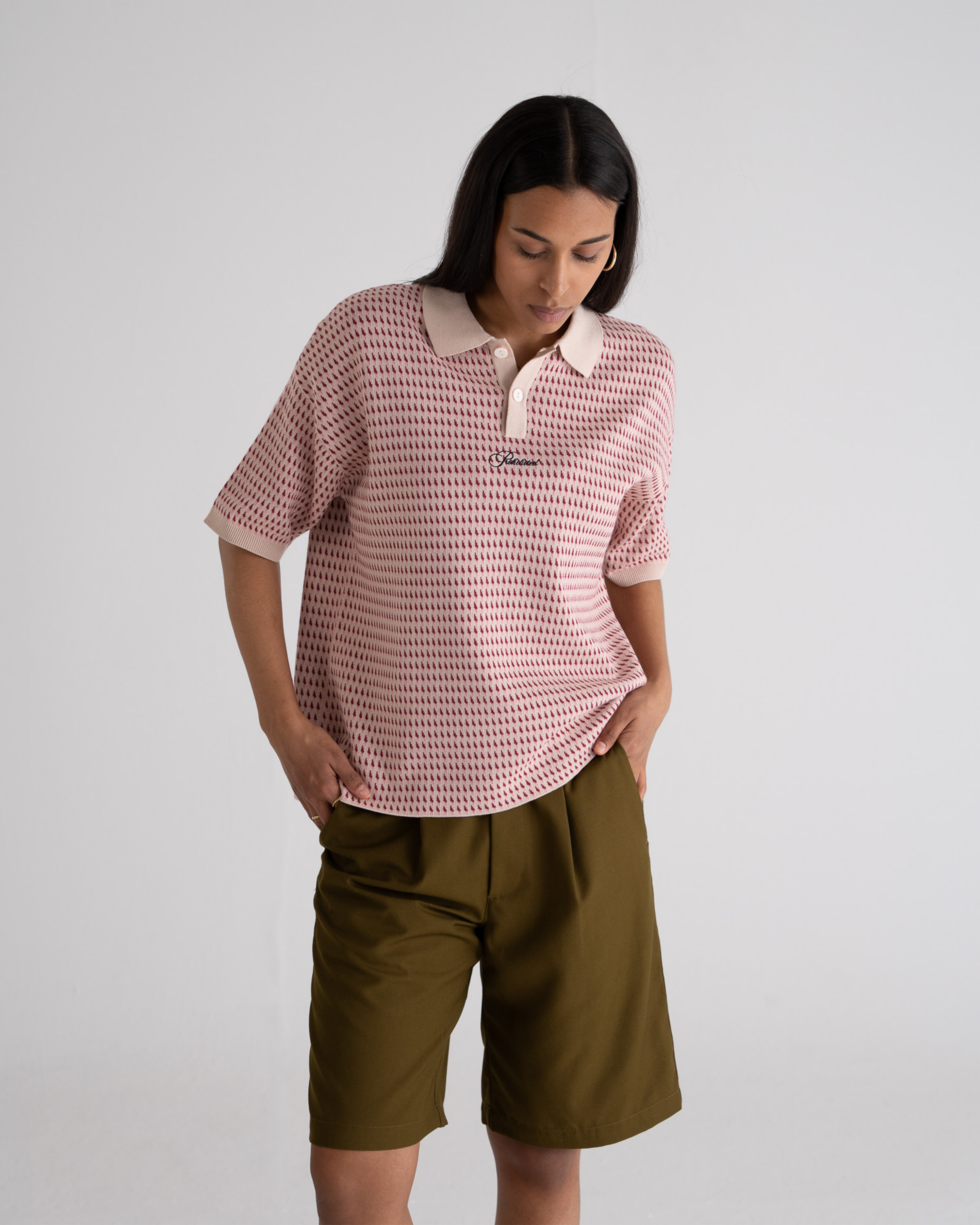 Abstract Knitted Polo Red