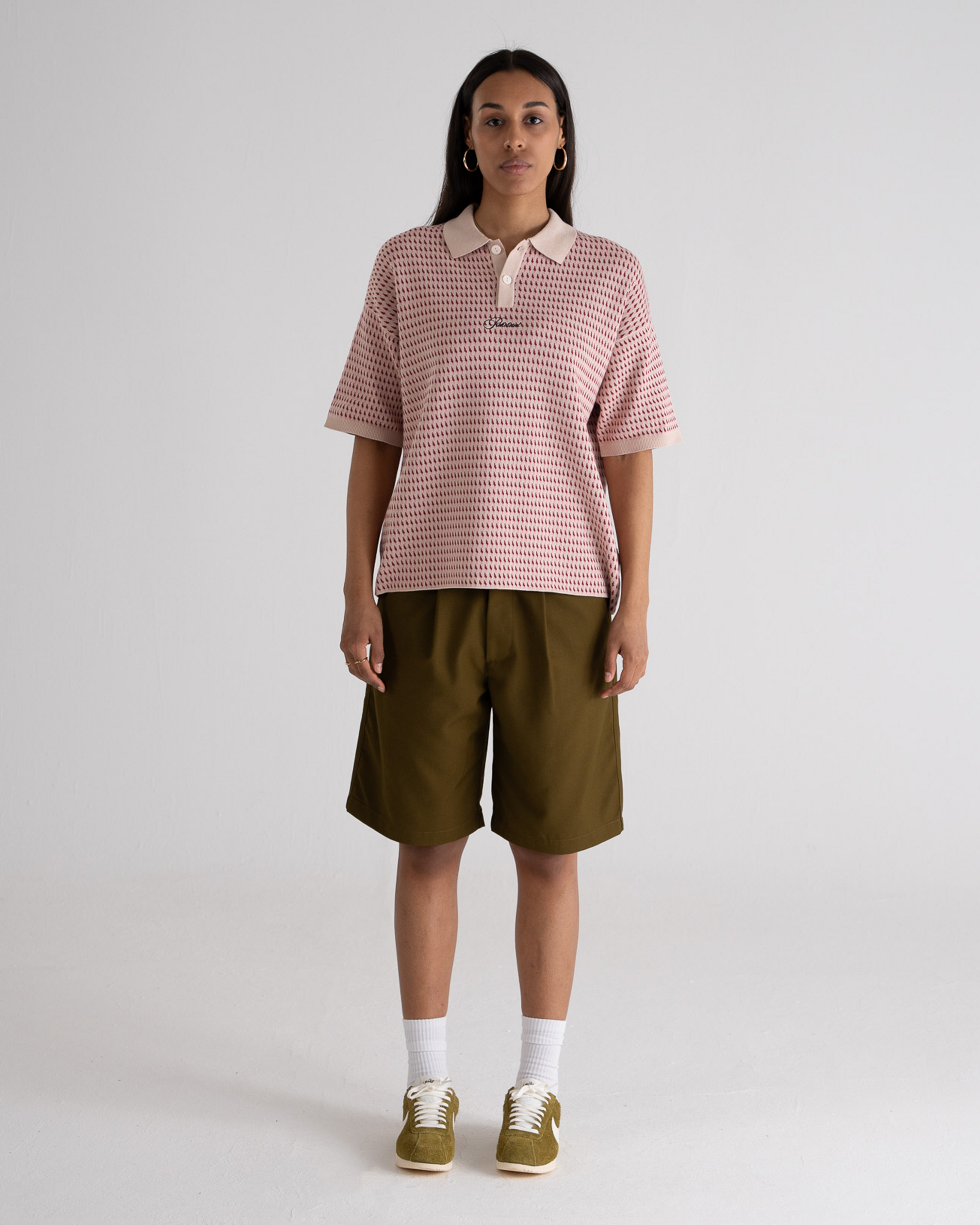 Abstract Knitted Polo Red