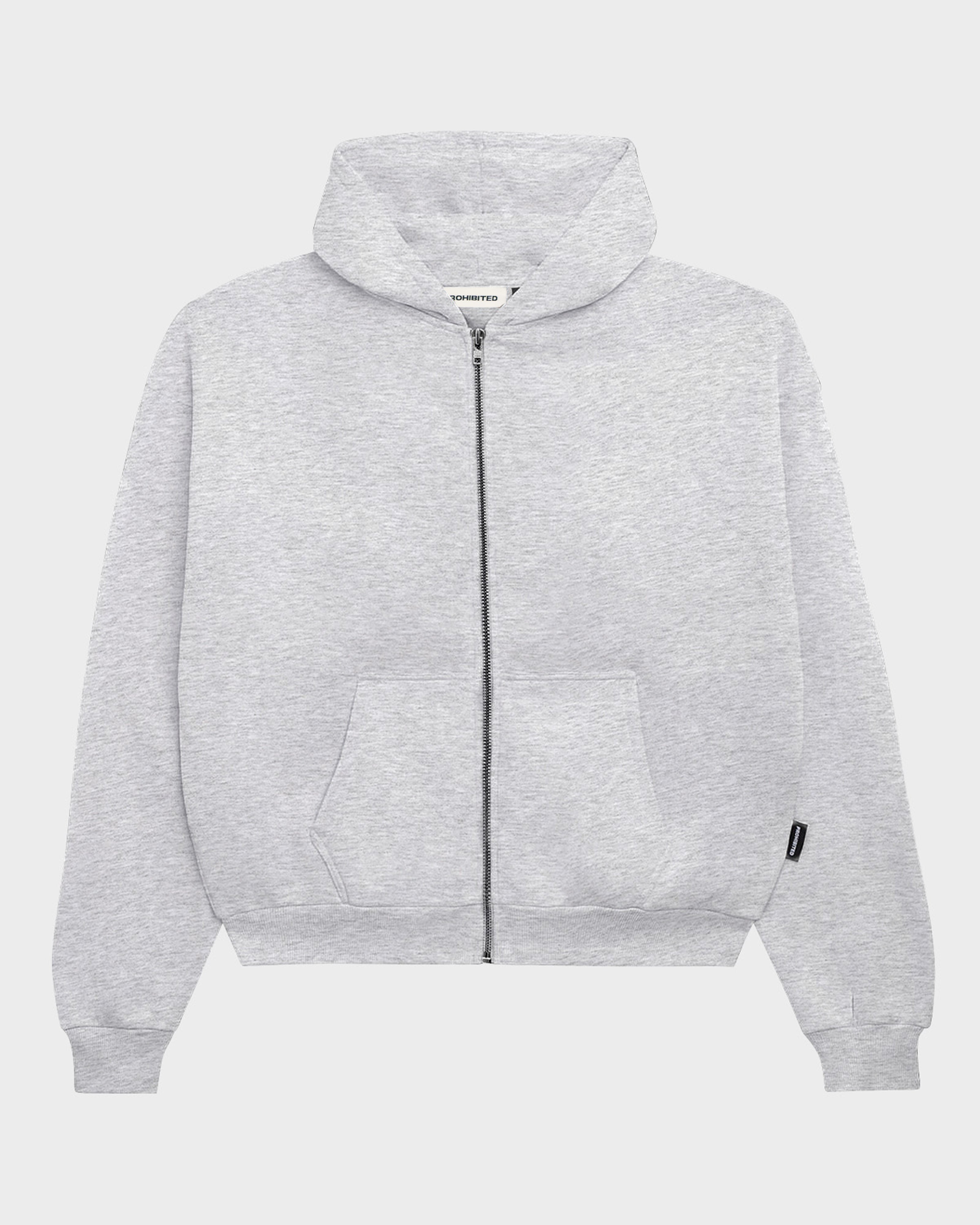 Oversized Zip Hoodie Grey Melange – Prohibited