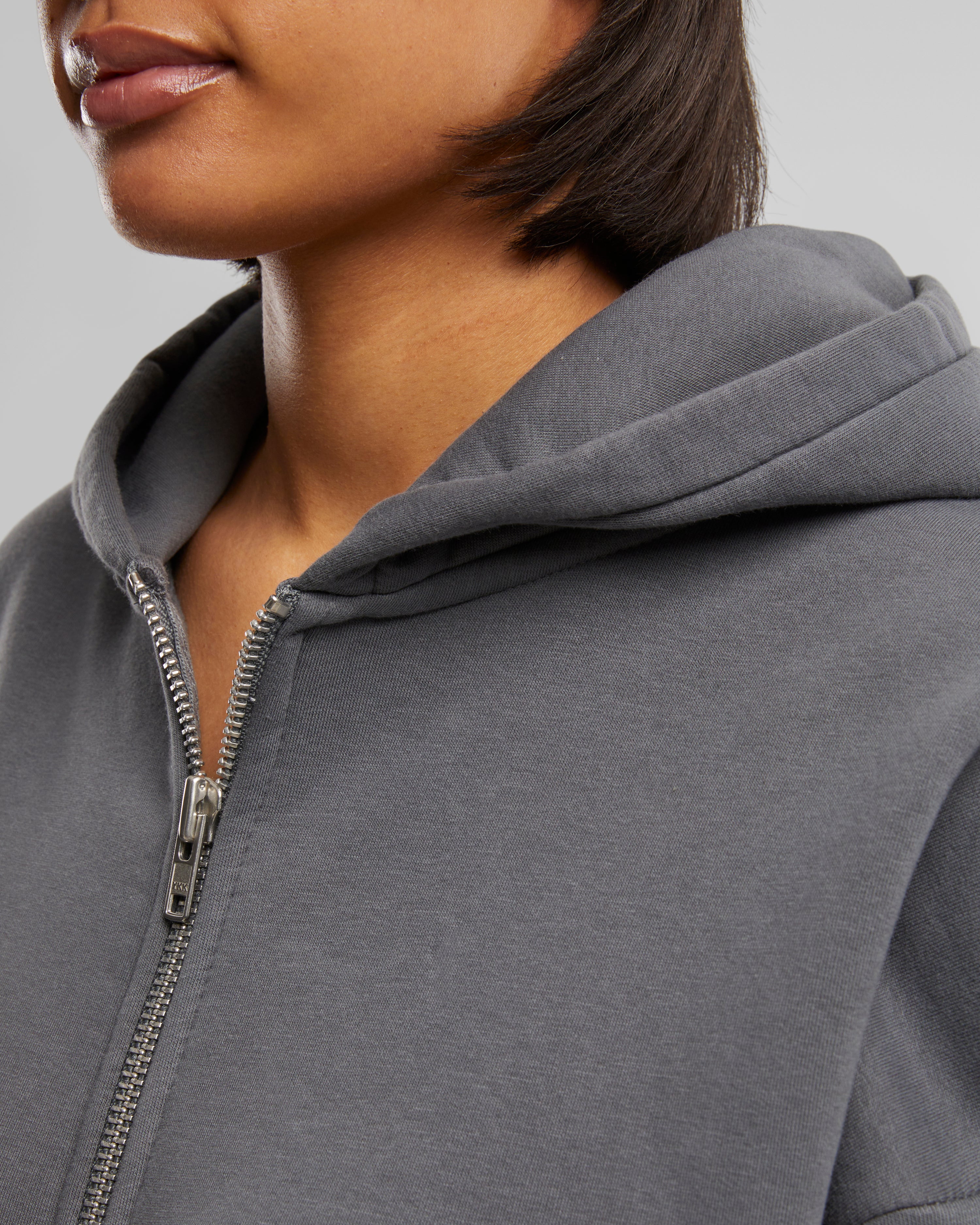 Oversized Zip Hoodie Grey (Stone Washed)