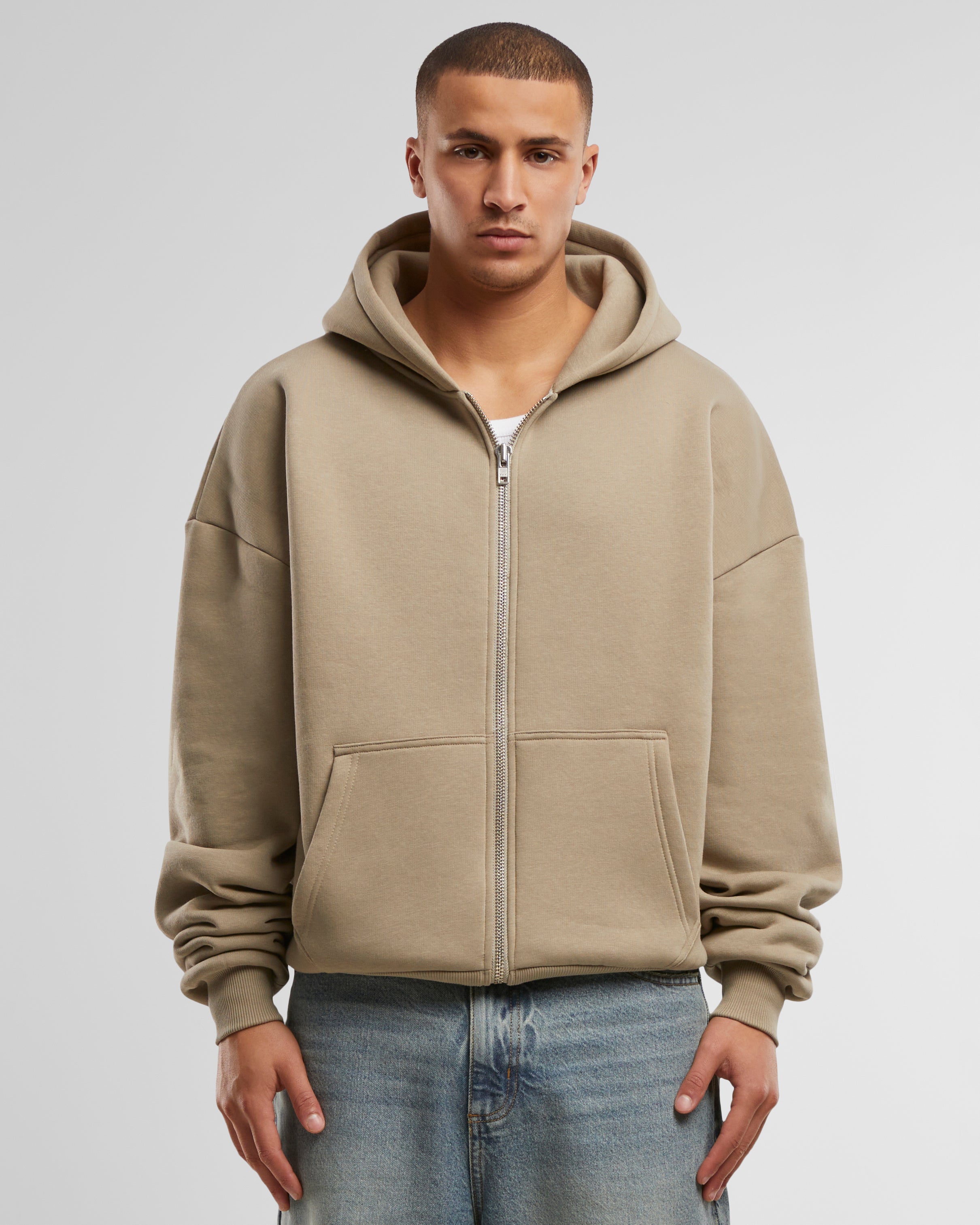 Oversized Zip Hoodie Sand (Stone Washed)