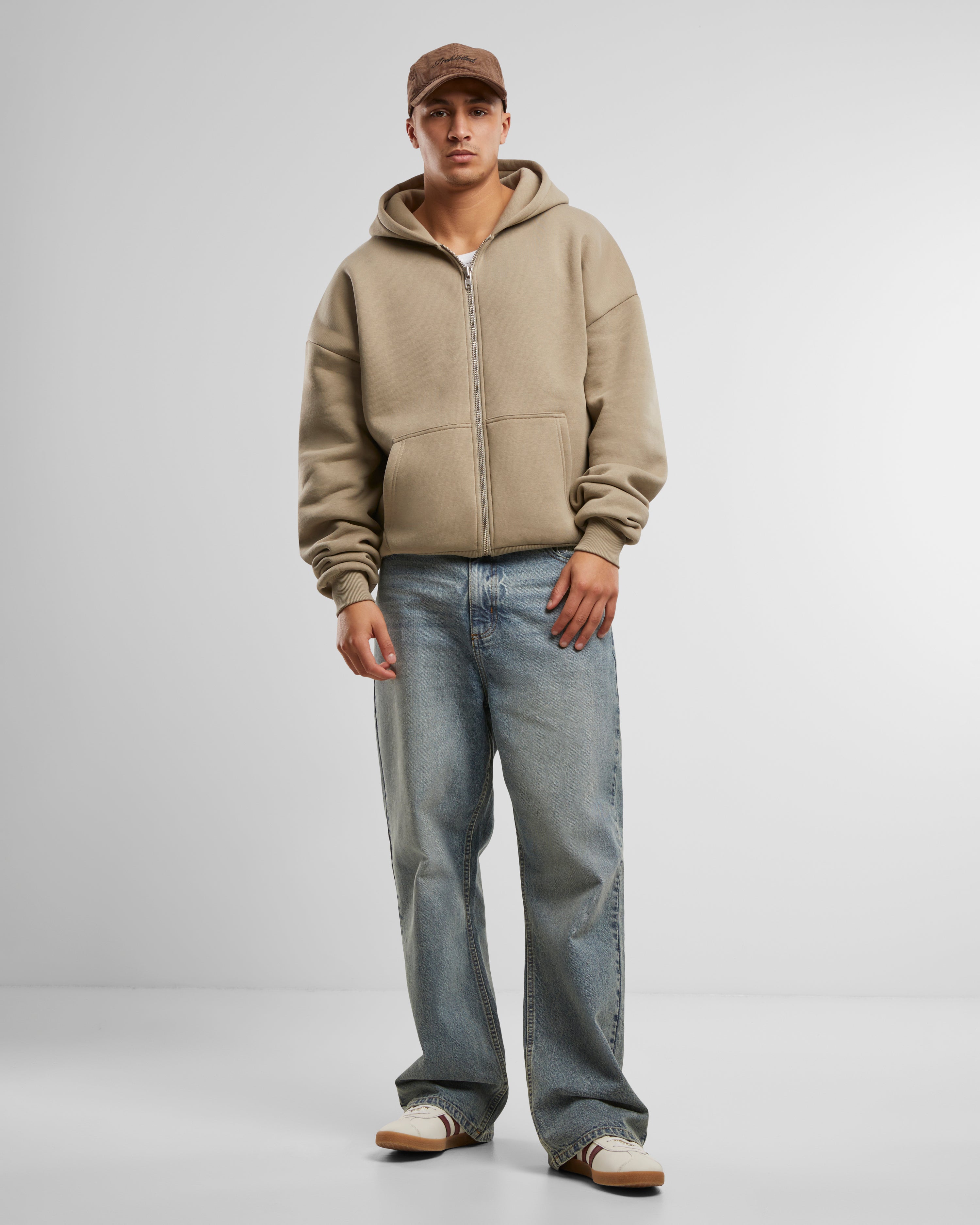 Oversized Zip Hoodie Sand (Stone Washed)