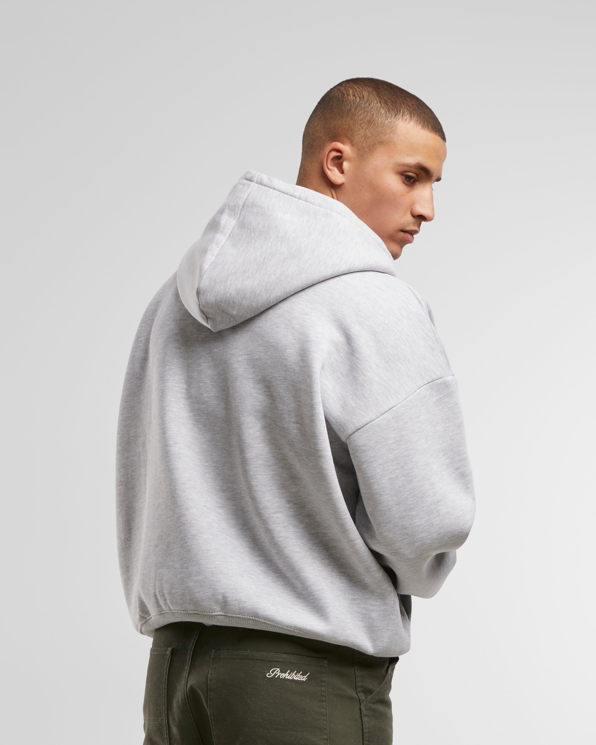 Oversized Zip Hoodie Grey Melange