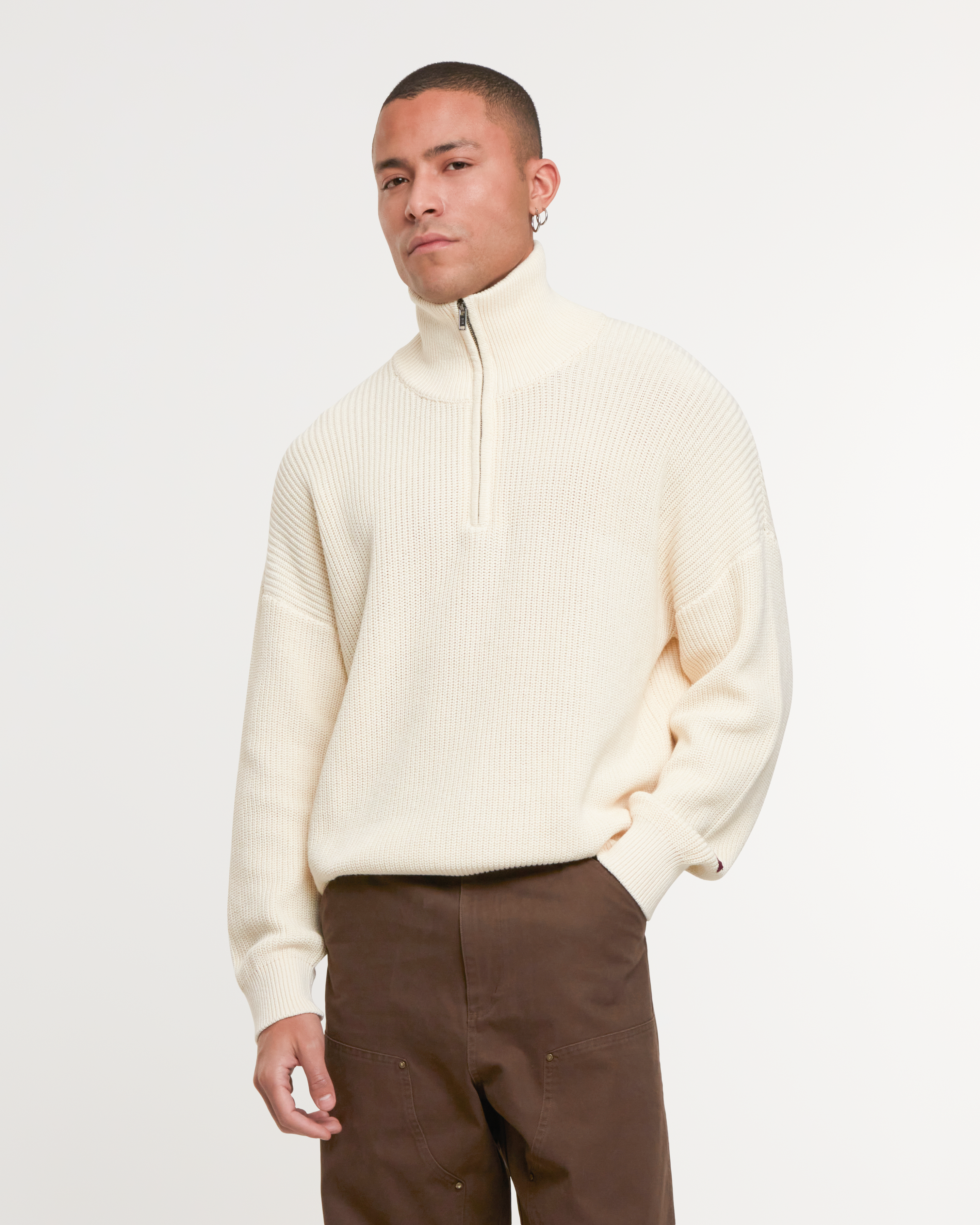 Winter Knit Half-Zip Off-White
