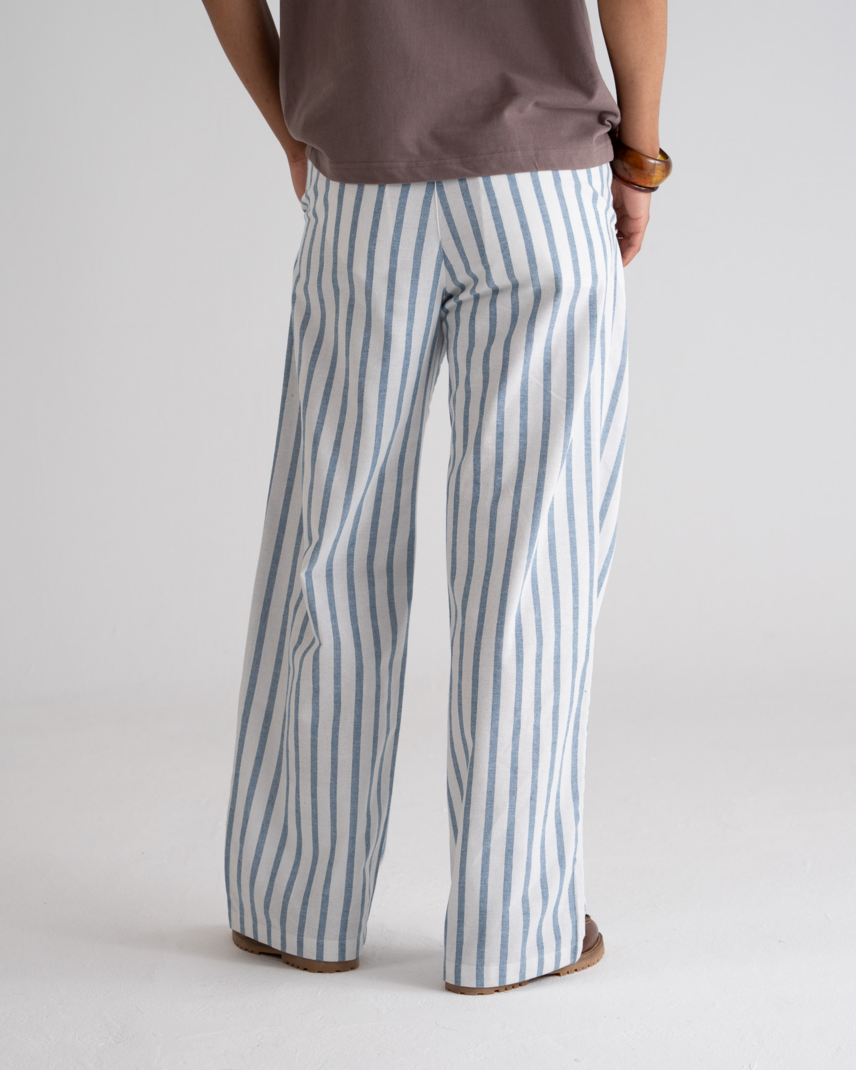 Striped Linen Pants Blue