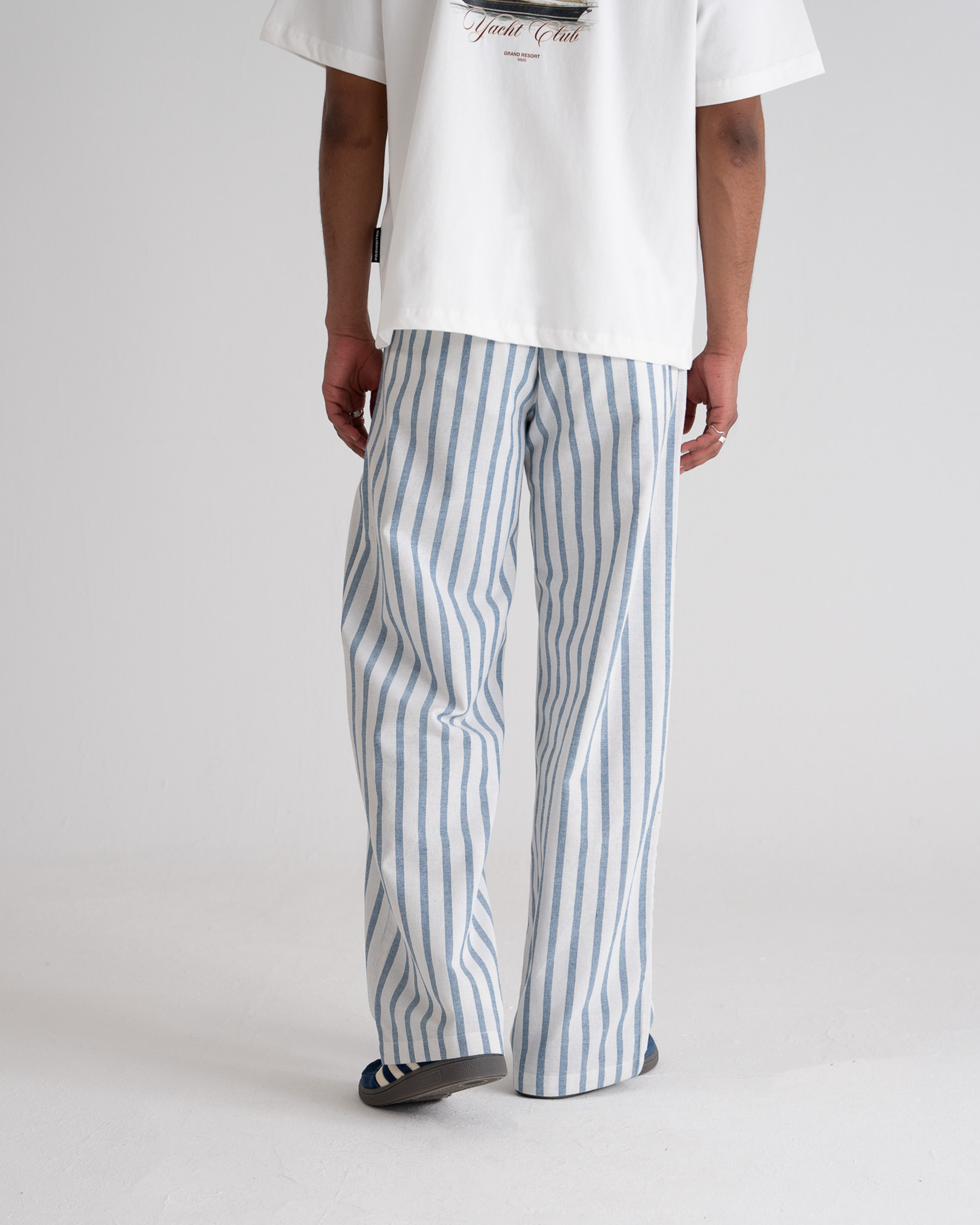 Striped Linen Pants Blue
