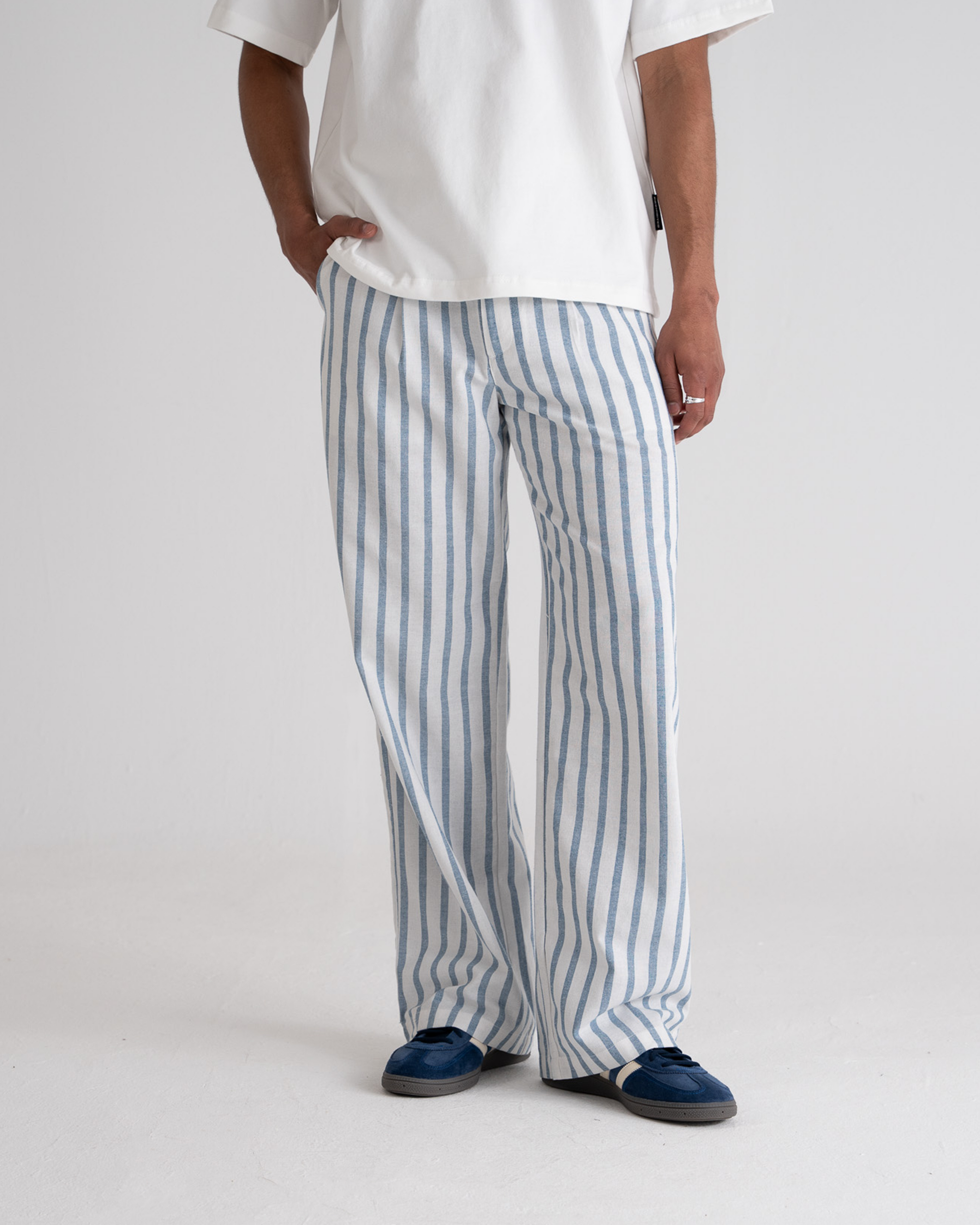 Striped Linen Pants Blue