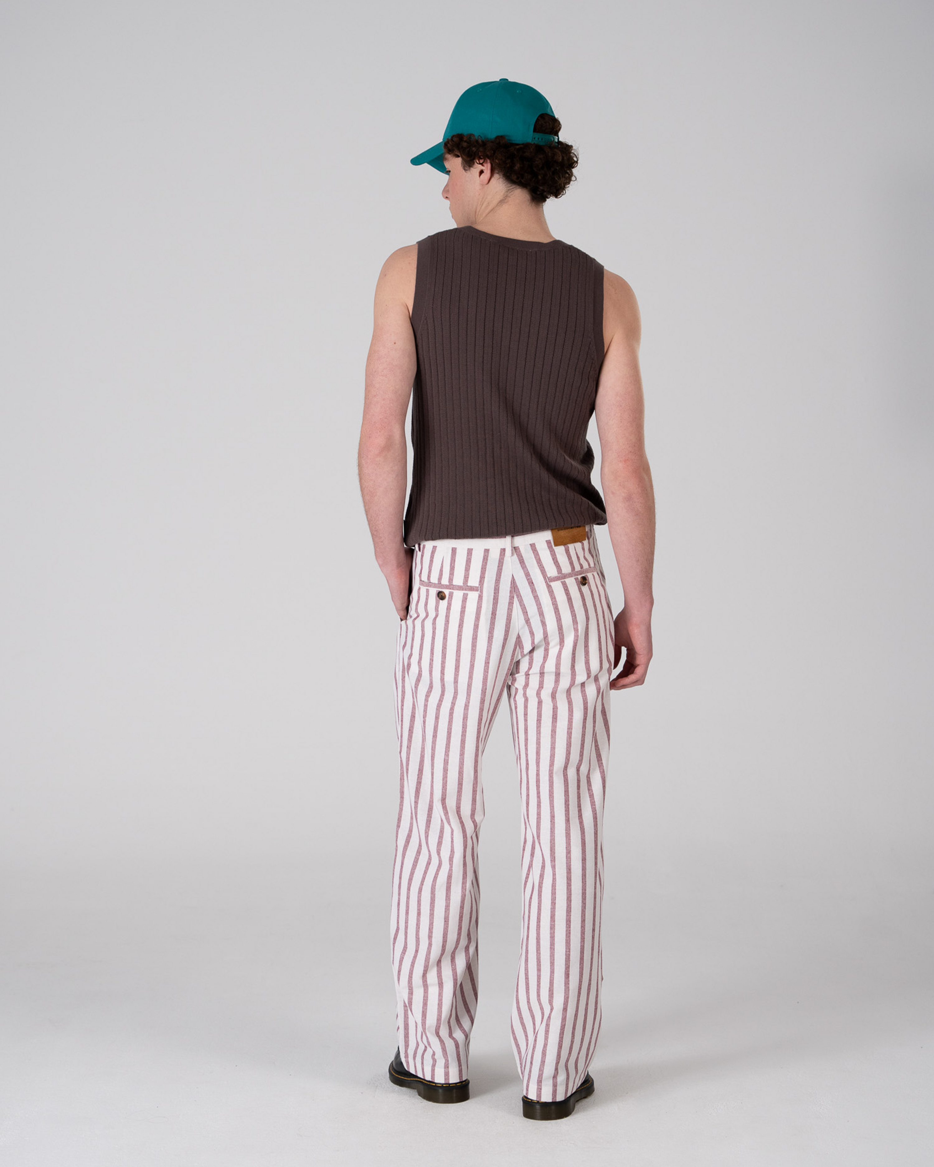 Striped Linen Pants Red