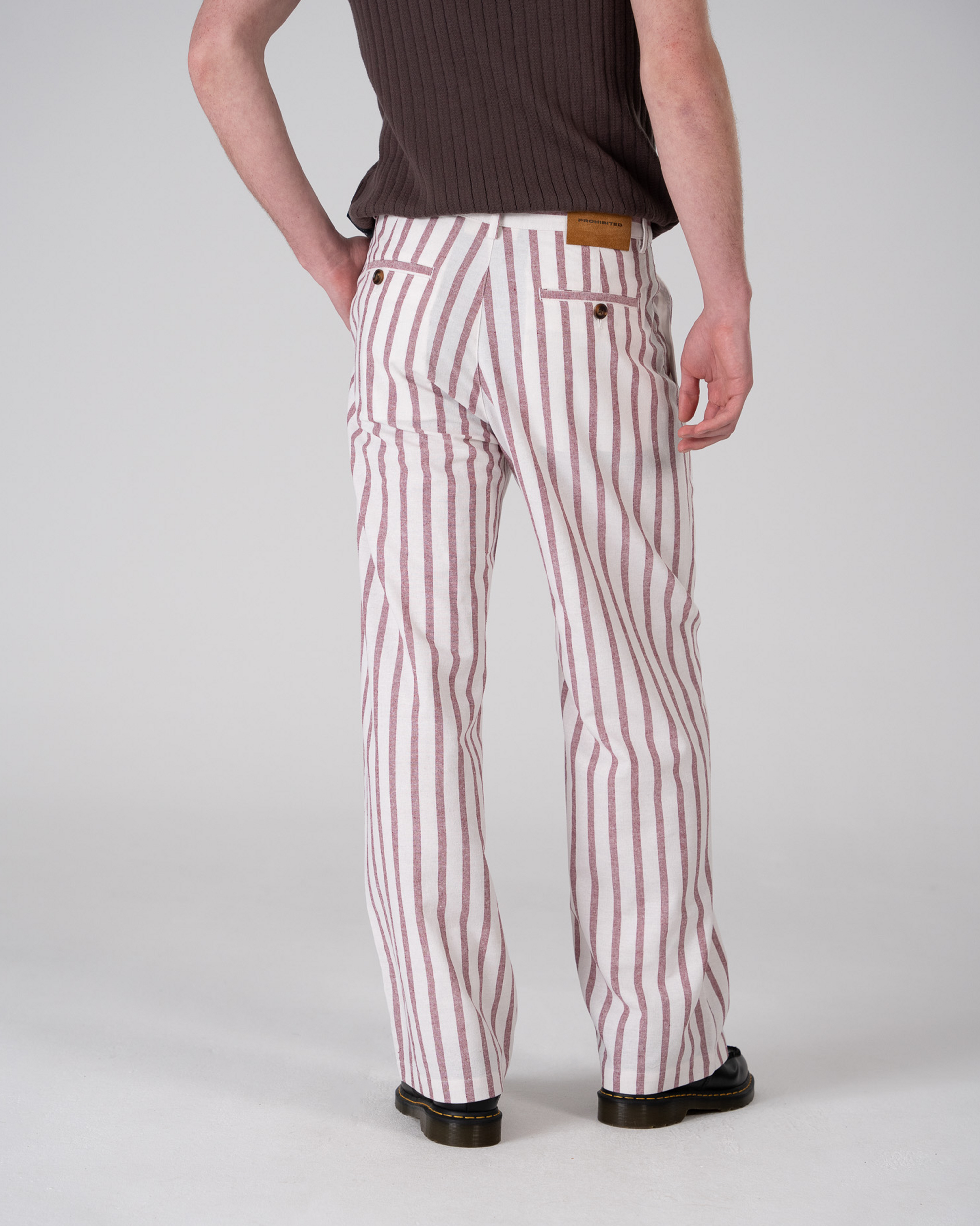 Striped Linen Pants Red