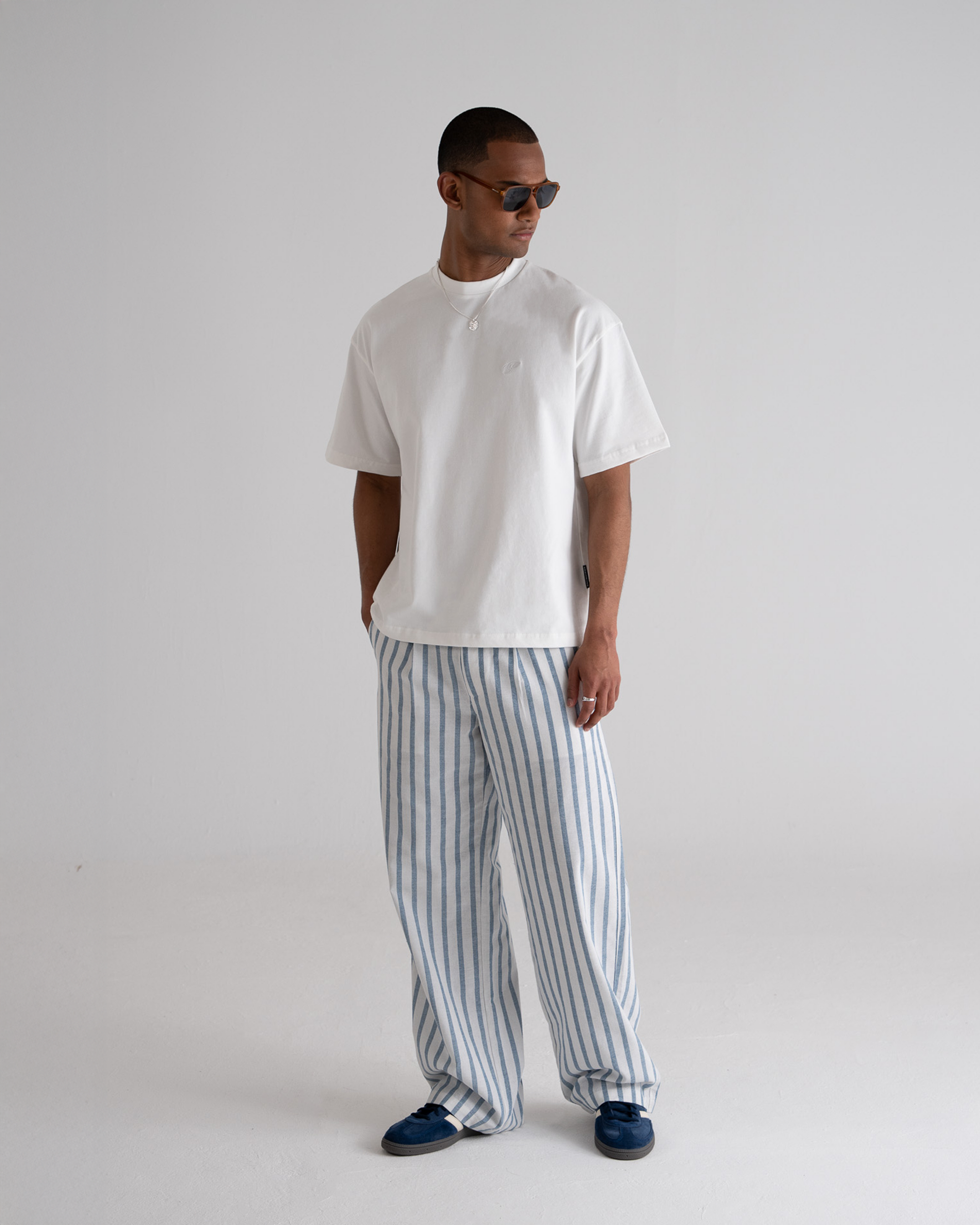Striped Linen Pants Blue