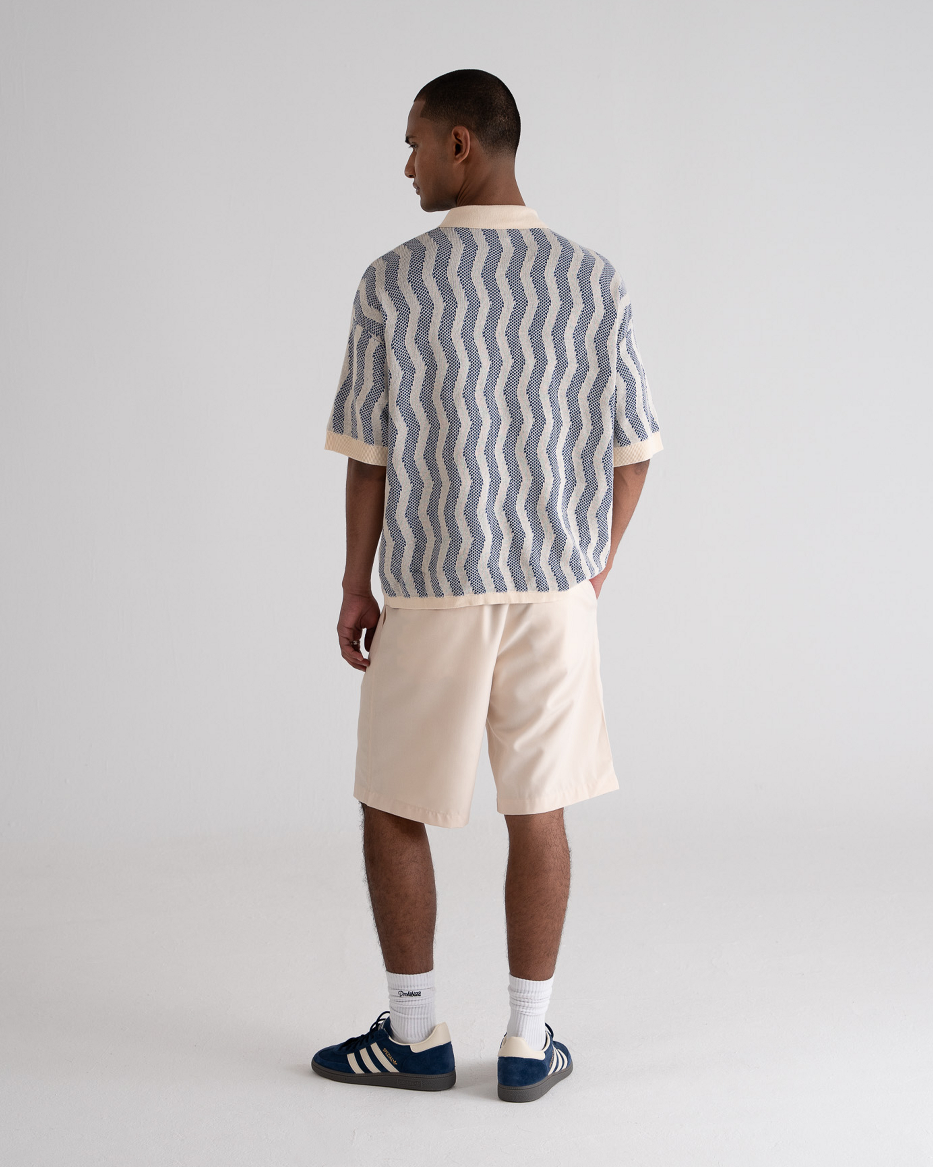 Zig Zag Knitted Shirt Blue