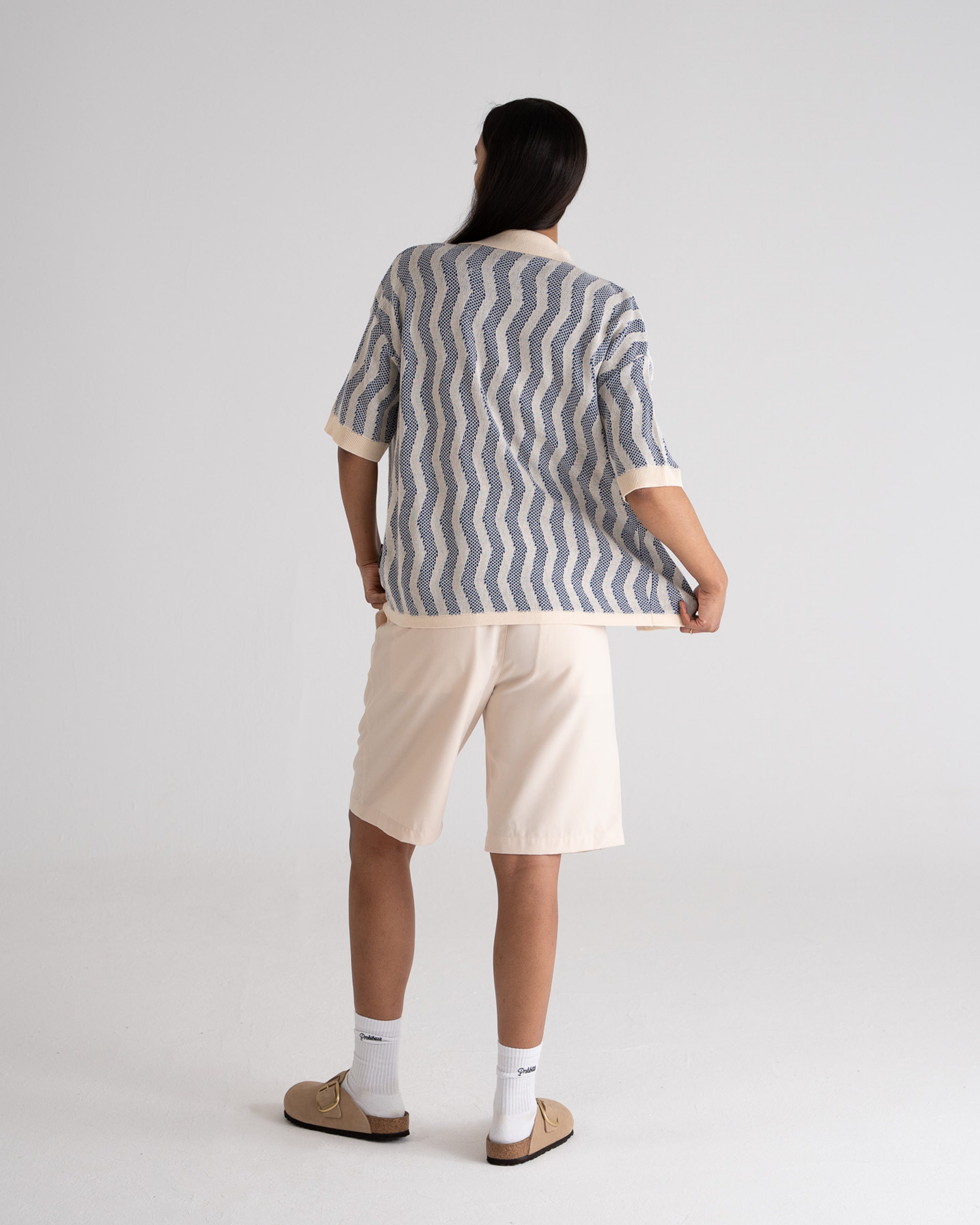 Zig Zag Knitted Shirt Blue