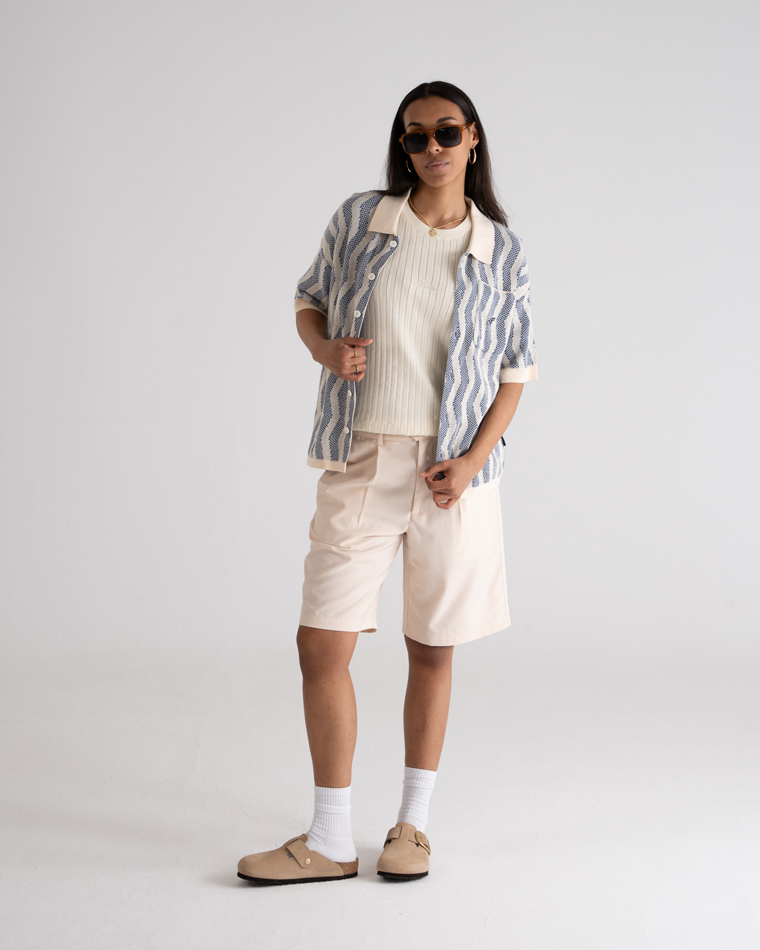 Zig Zag Knitted Shirt Blue