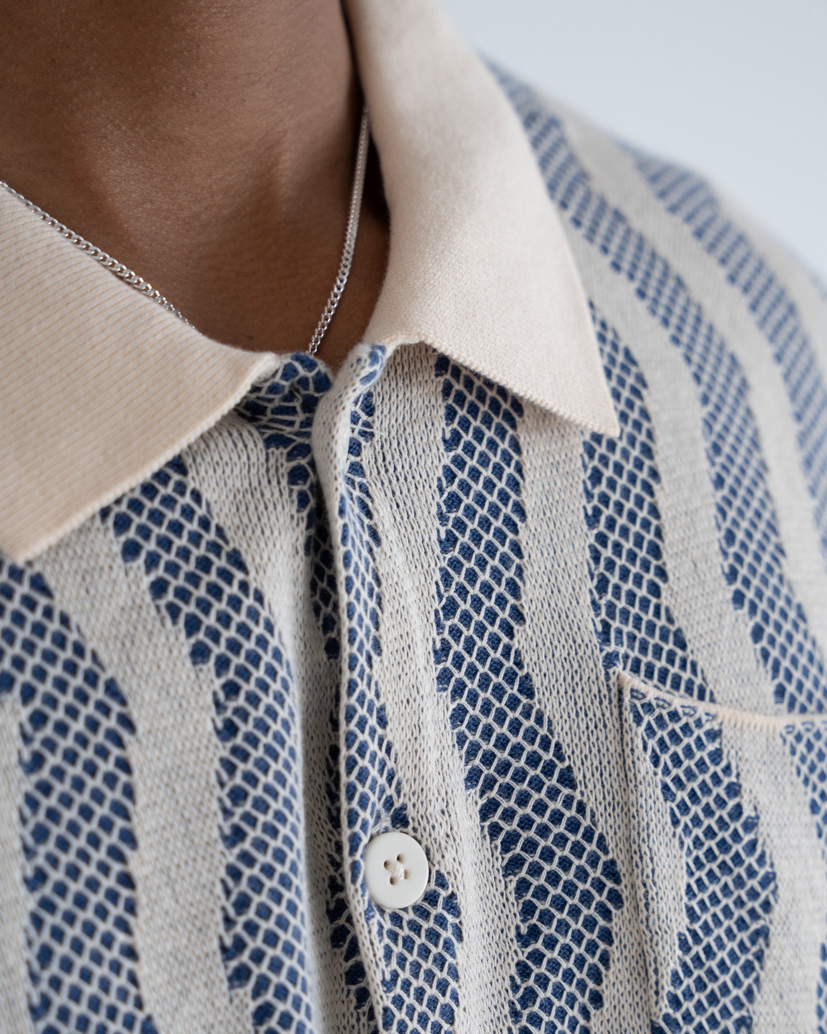 Zig Zag Knitted Shirt Blue