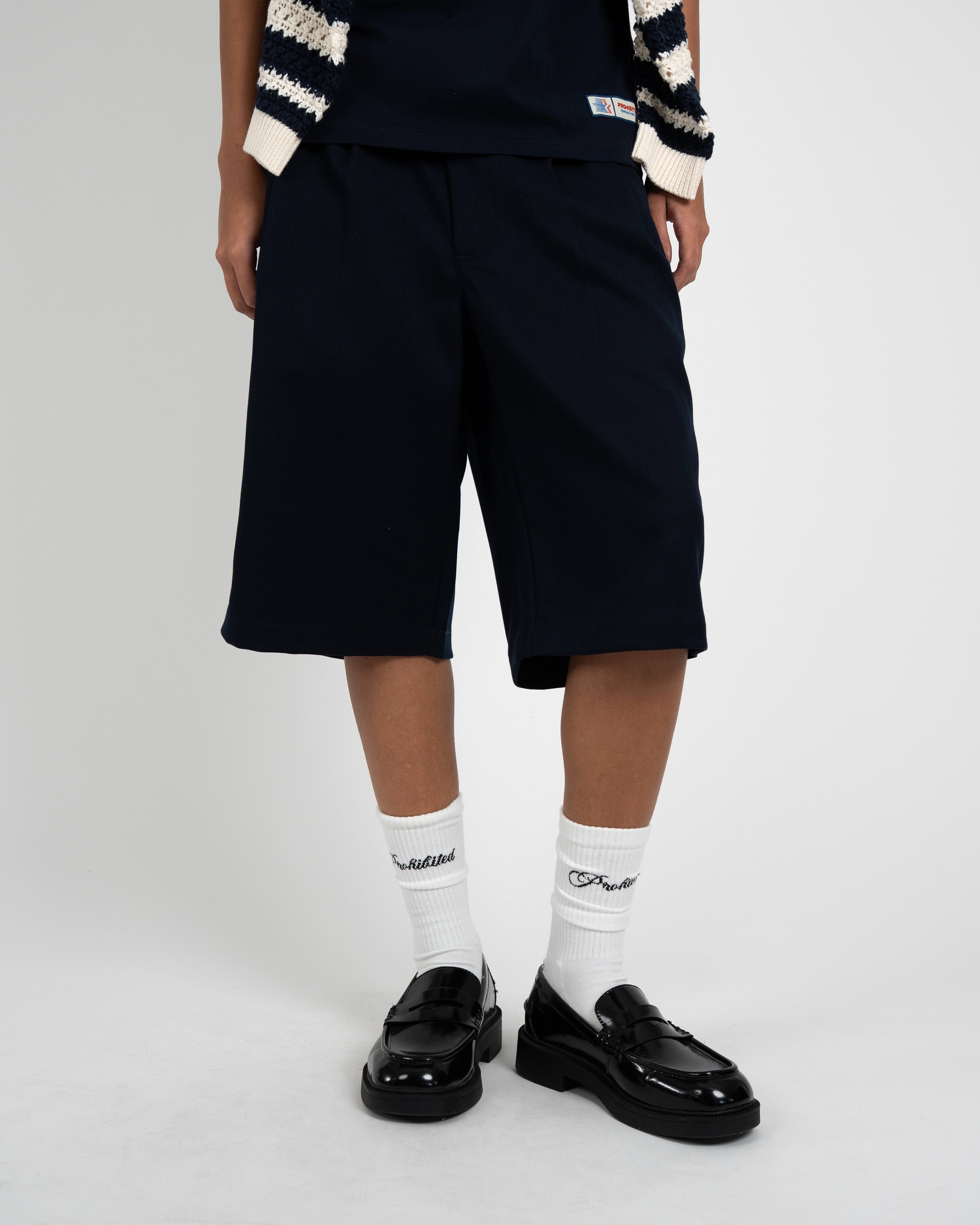 Newport Pleated Shorts Navy
