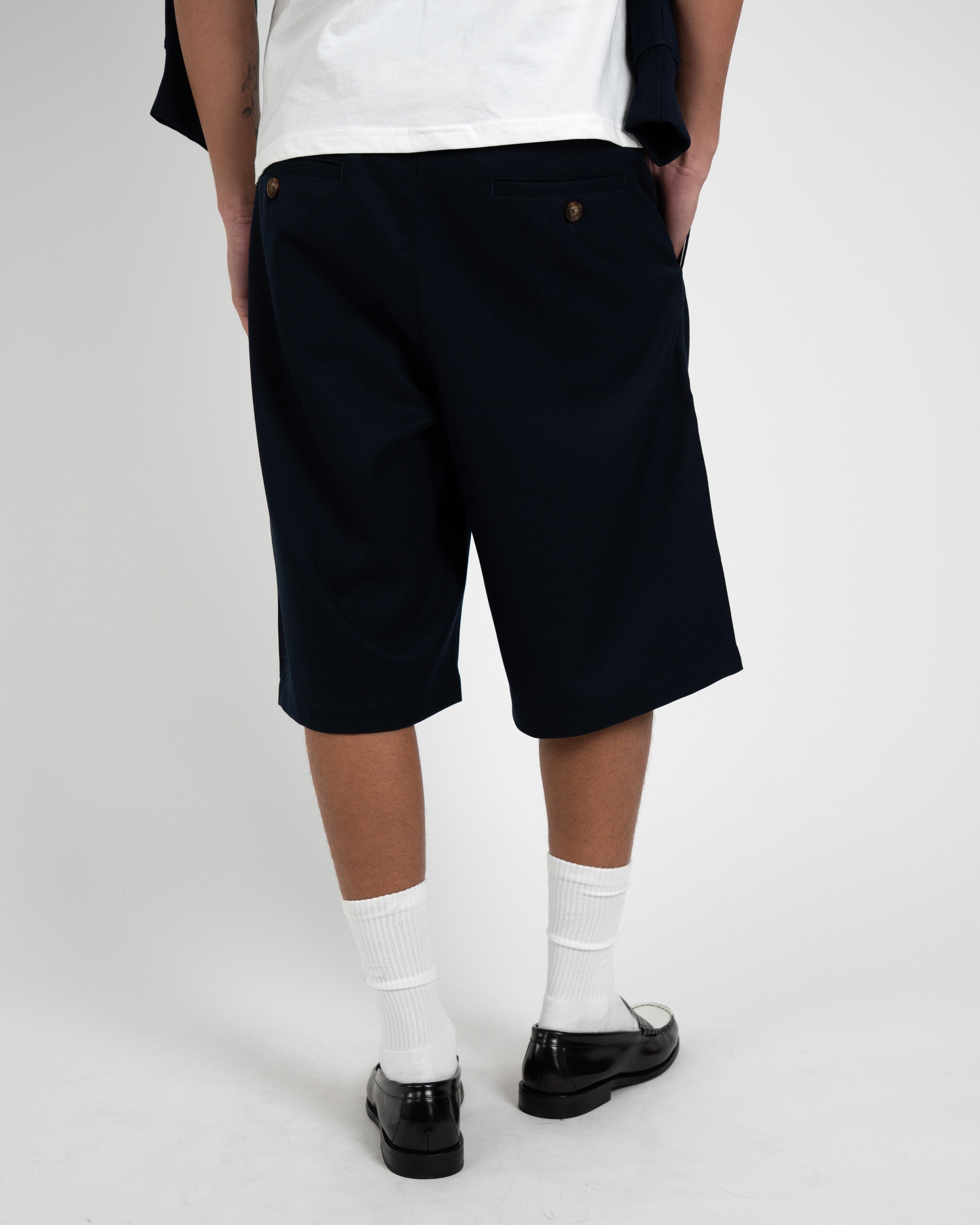 Newport Pleated Shorts Navy