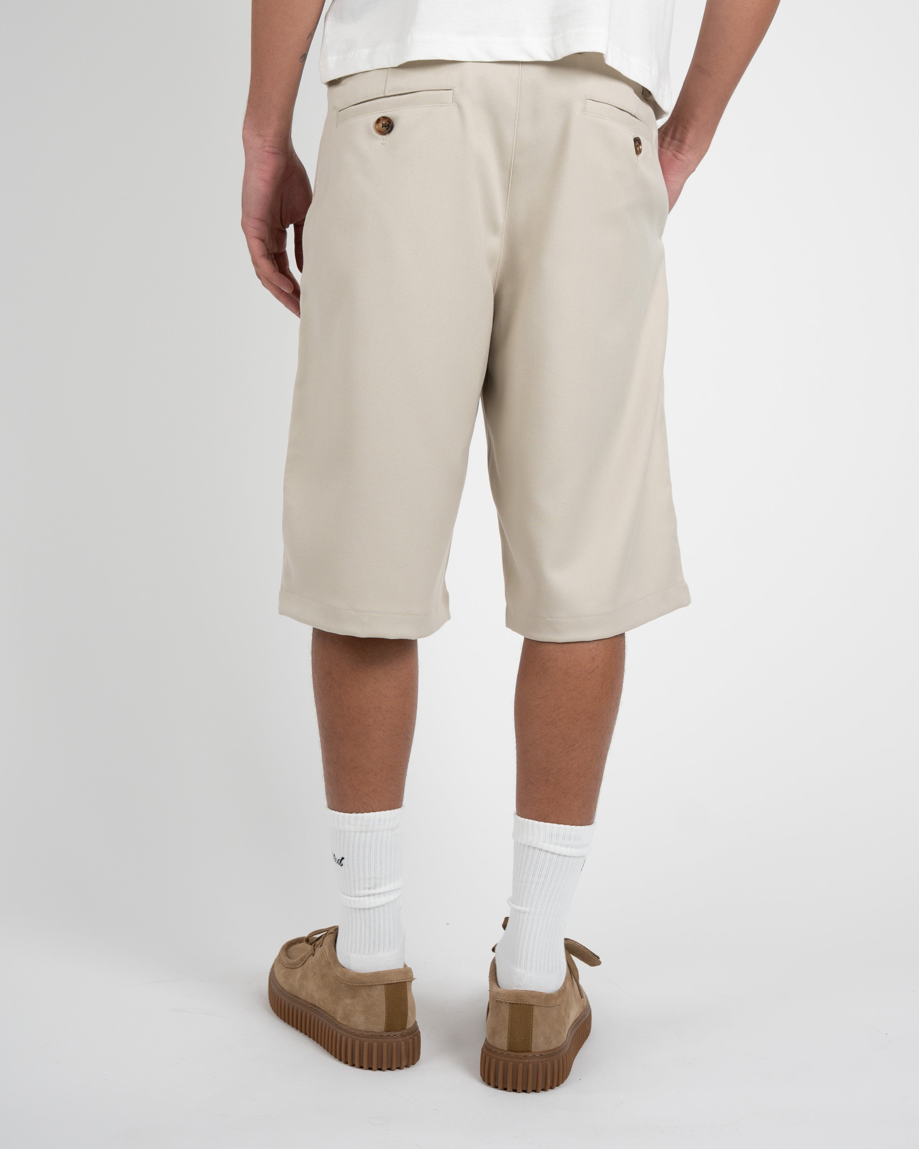 Newport Pleated Shorts Cream