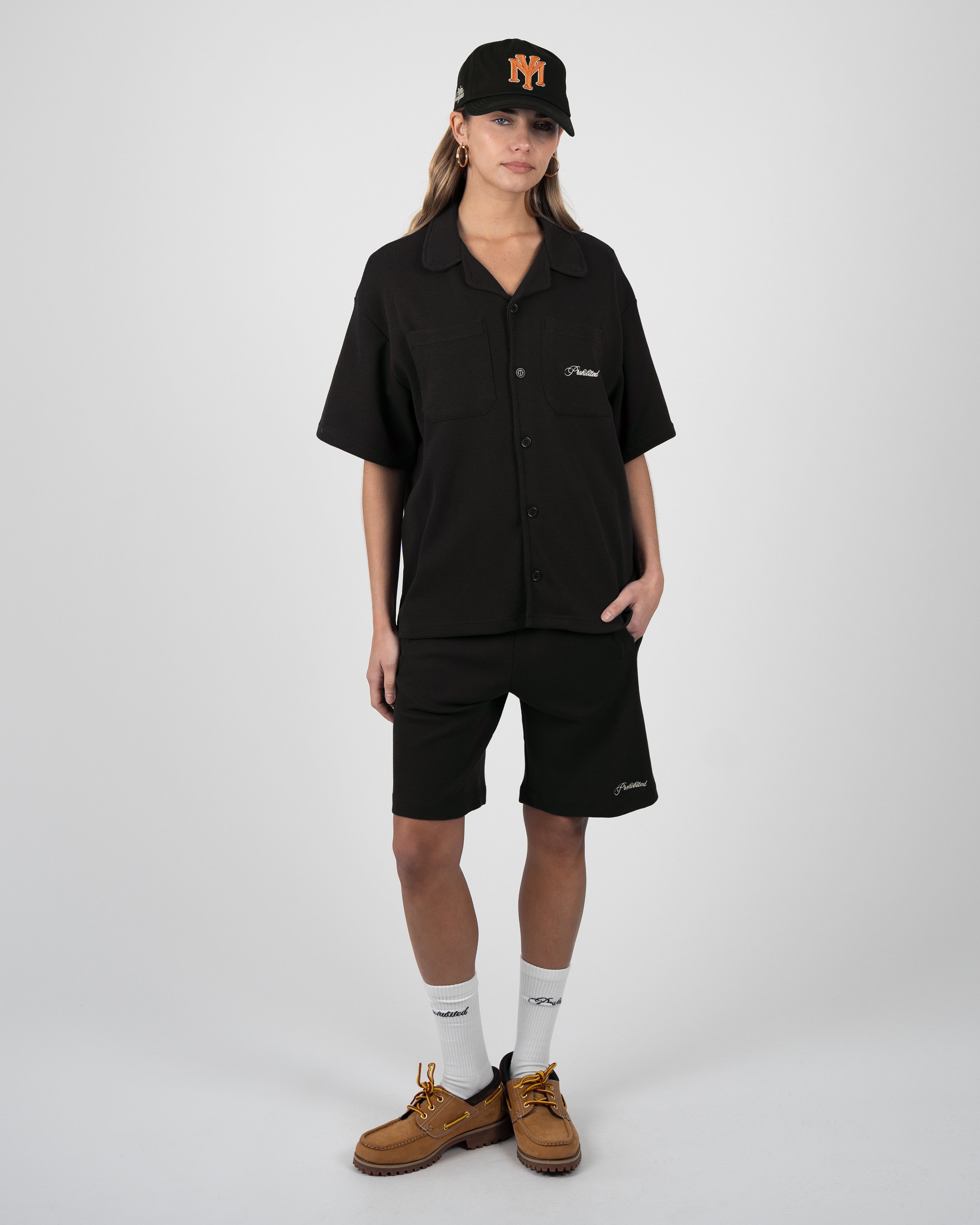 Seaside Waffle Shirt Black