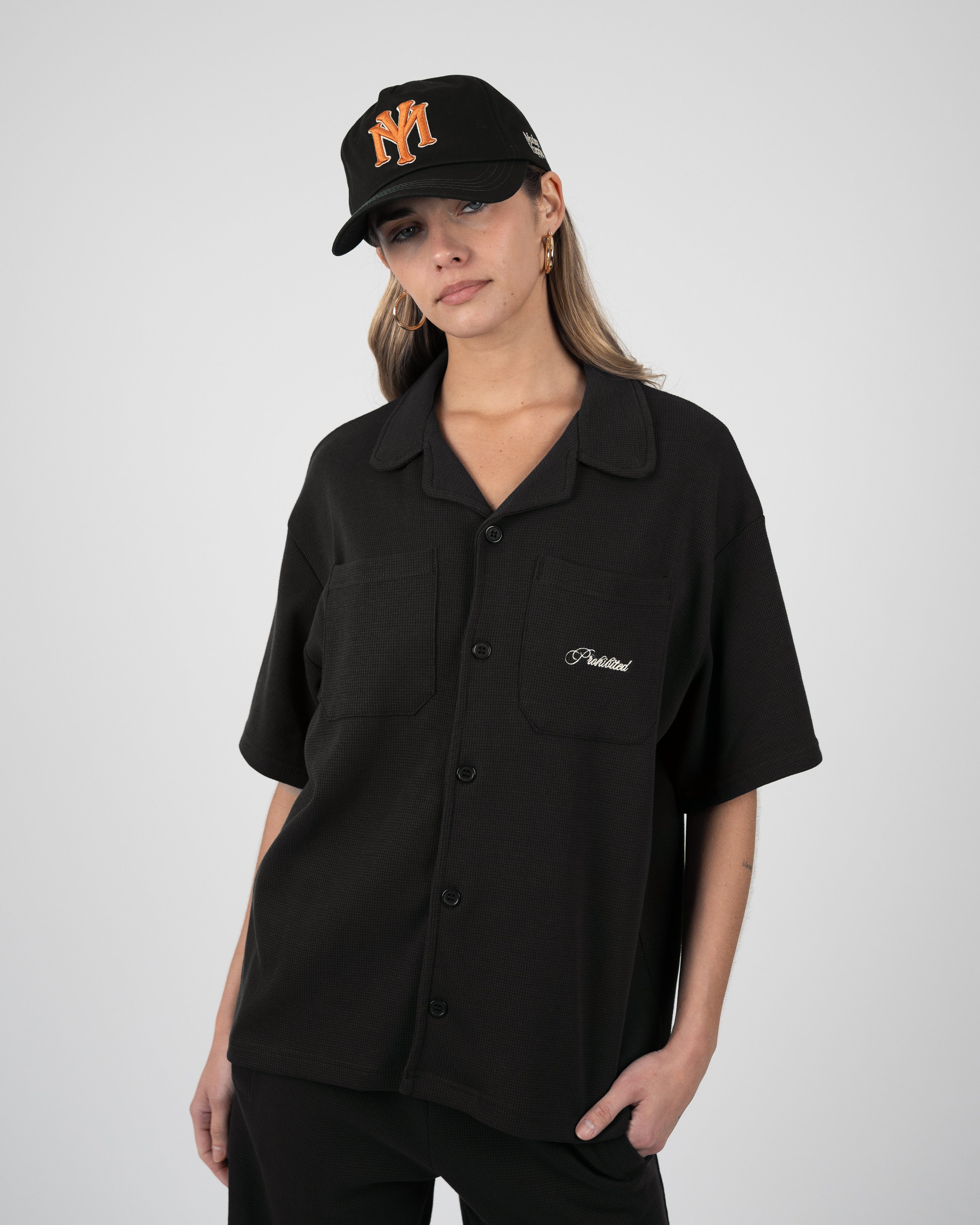 Seaside Waffle Shirt Black