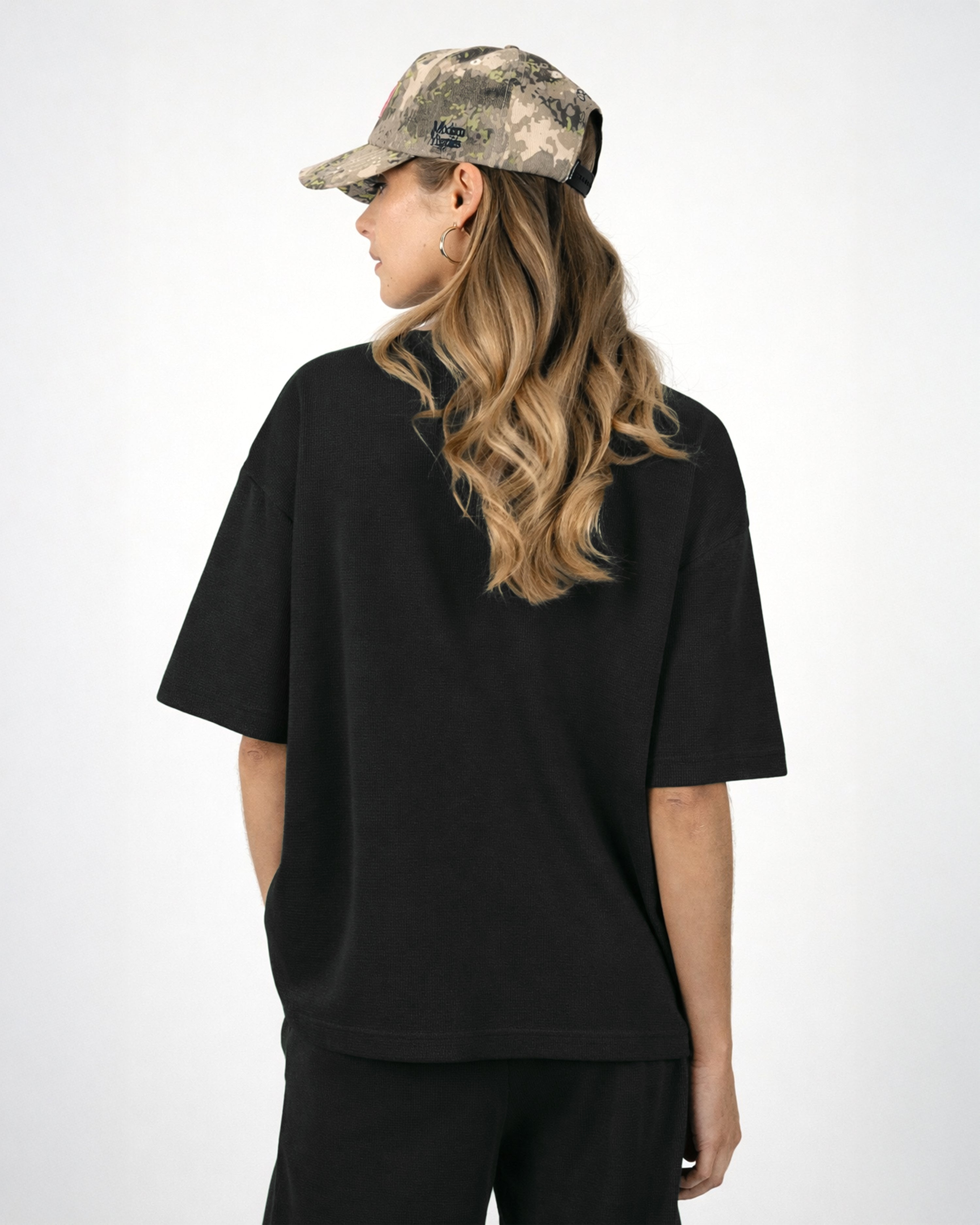 Seaside Waffle Tee Black