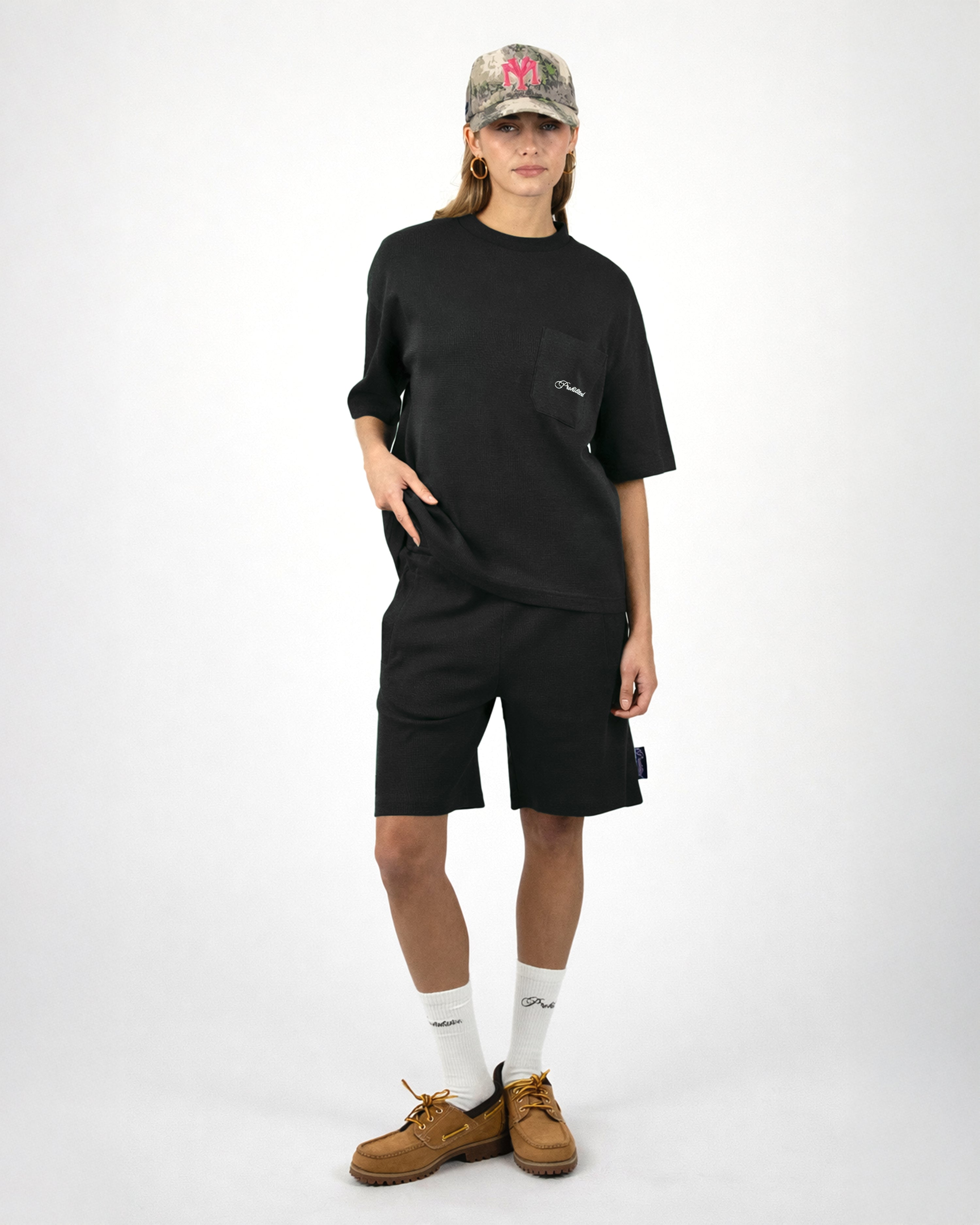 Seaside Waffle Tee Black