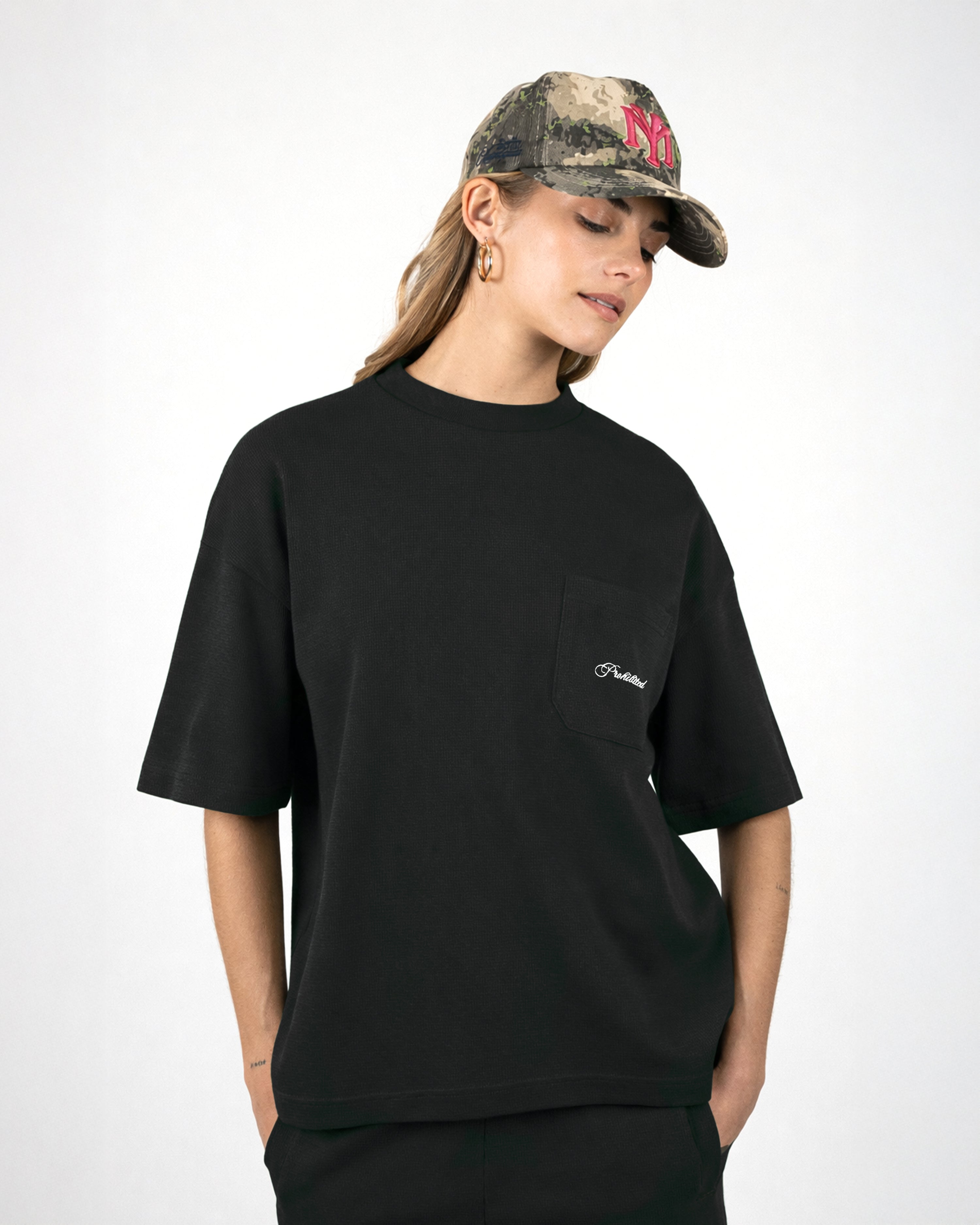 Seaside Waffle Tee Black