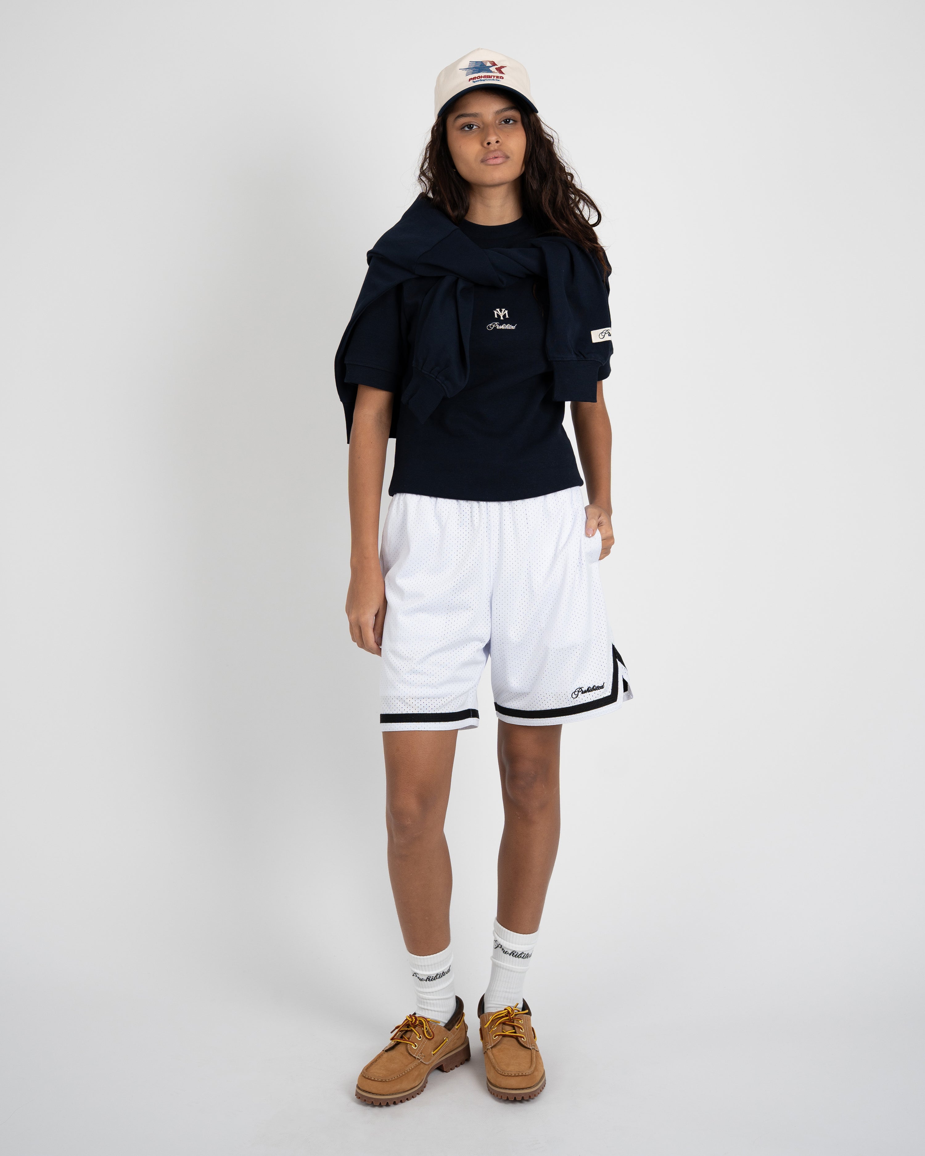 Mesh Basketball Shorts White