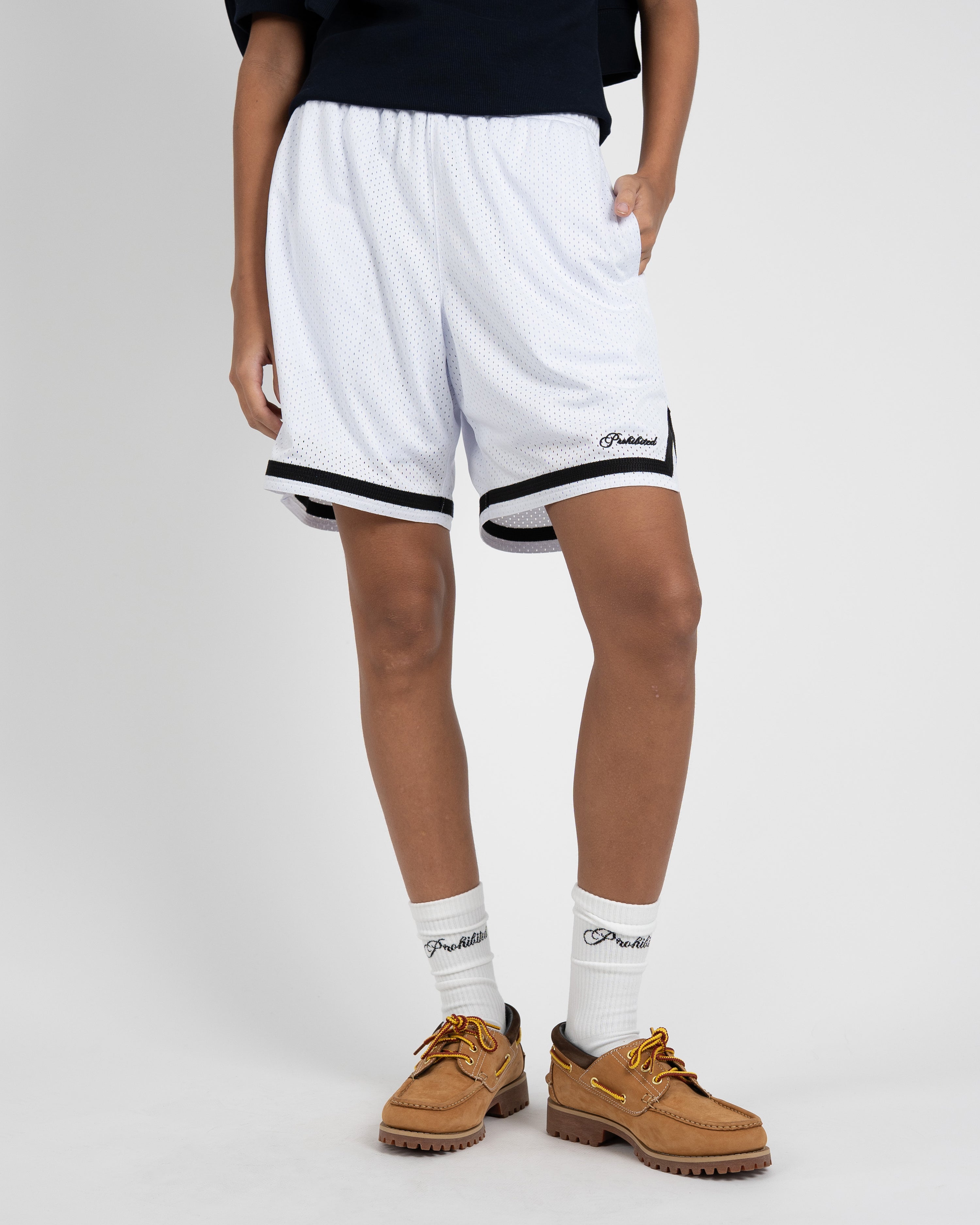 Mesh Basketball Shorts White