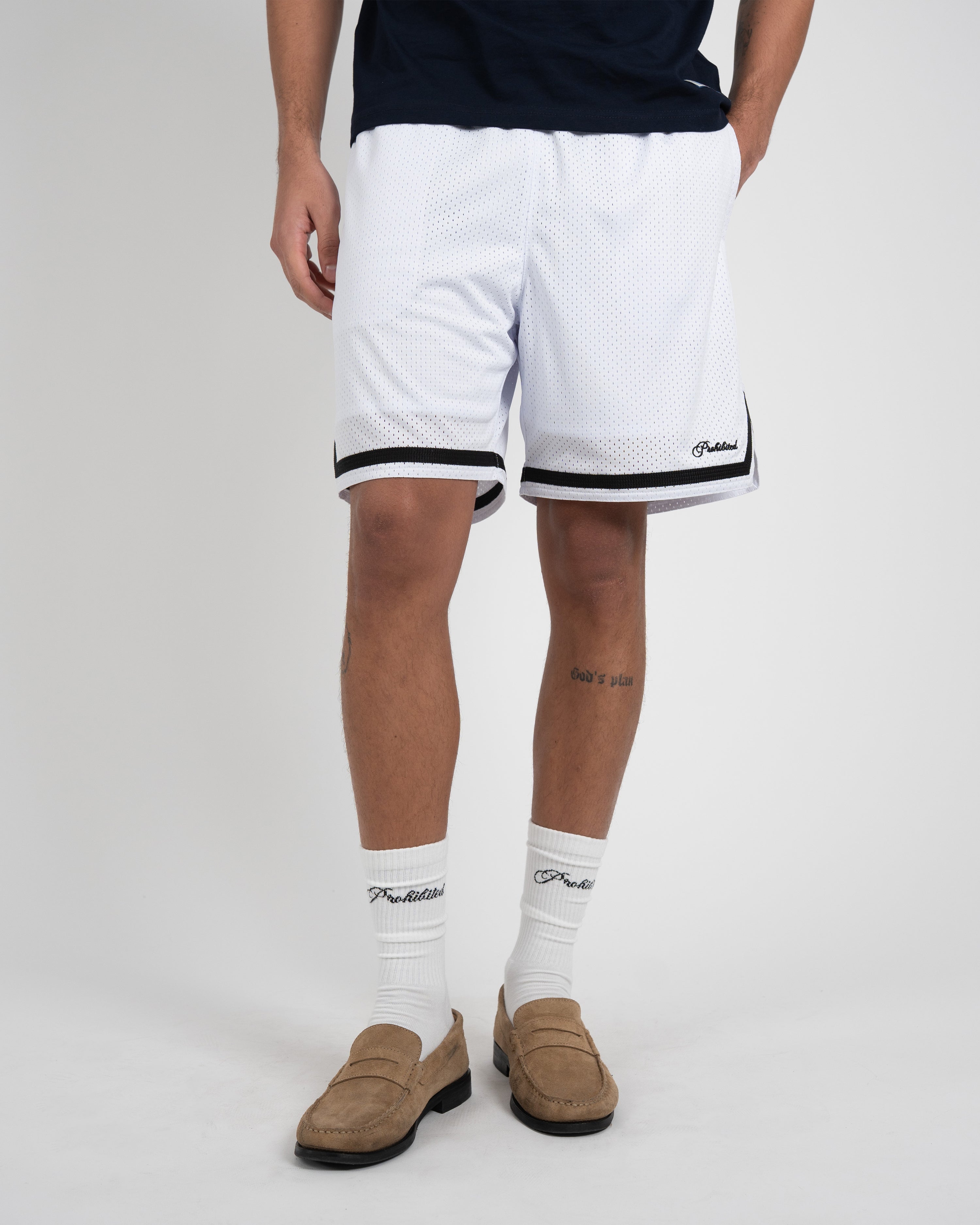 Mesh Basketball Shorts White
