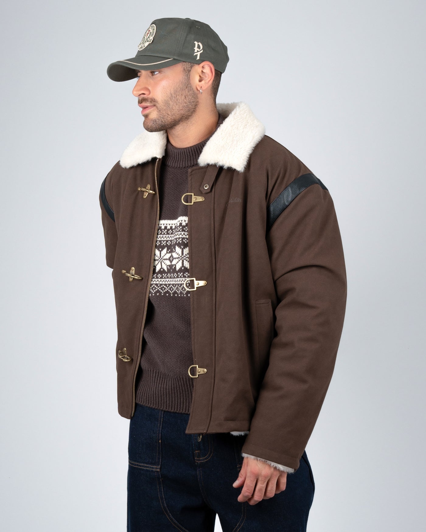 Varsity Duffle Jacket | Brown