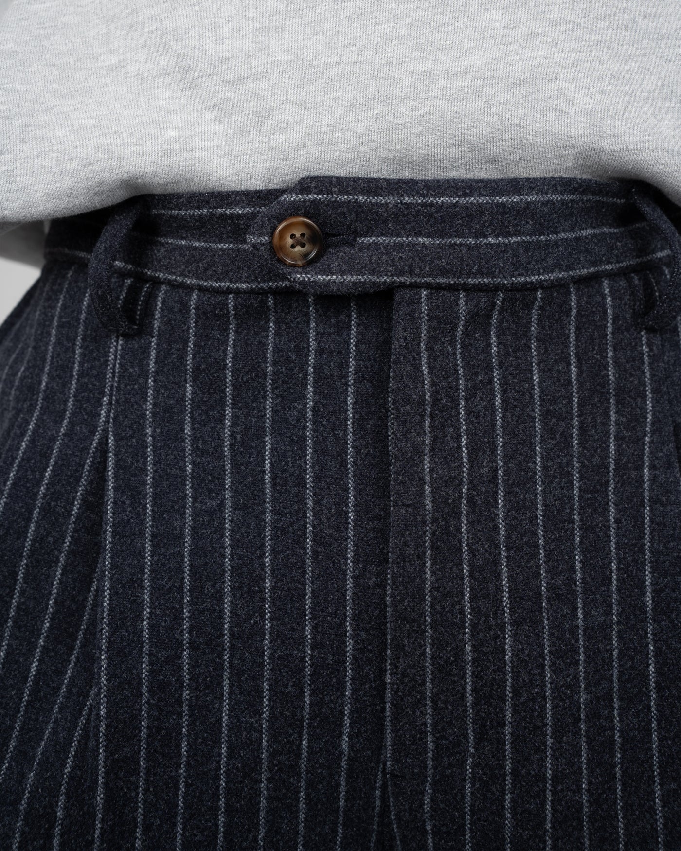 Revival Pinstripe Pleated Pants | Blueish Grey