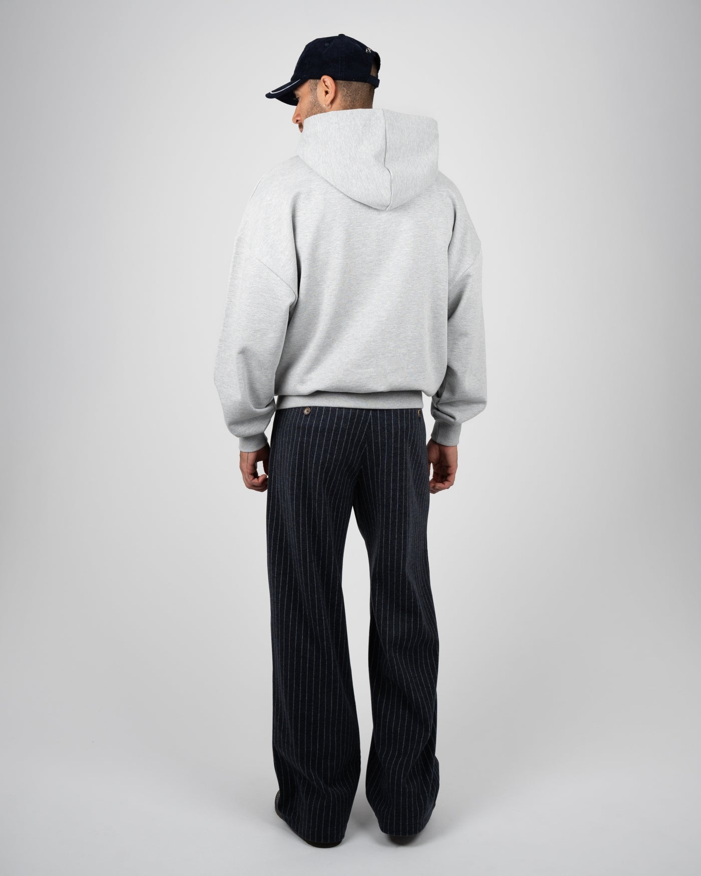 Revival Pinstripe Pleated Pants | Blueish Grey