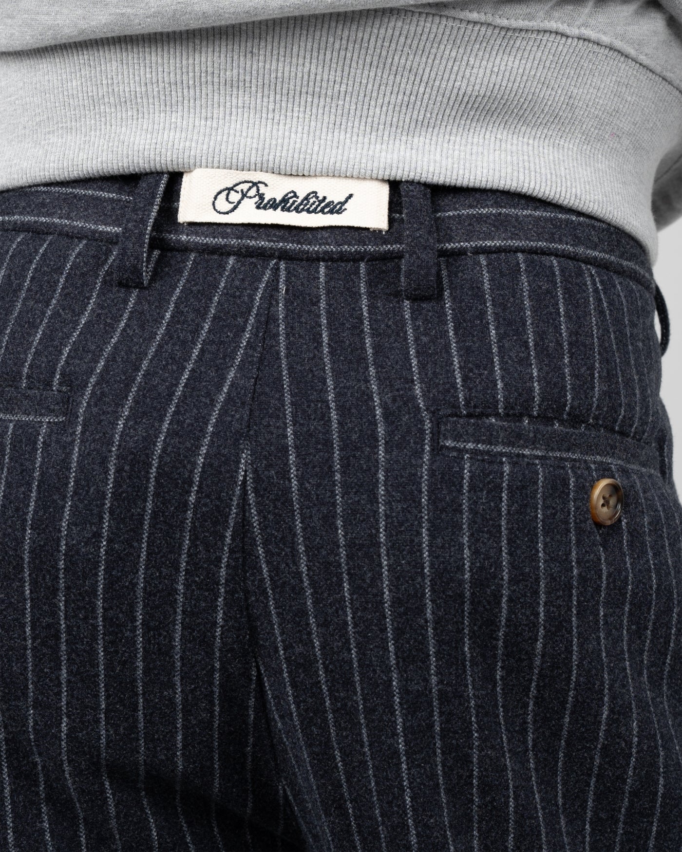 Revival Pinstripe Pleated Pants | Blueish Grey
