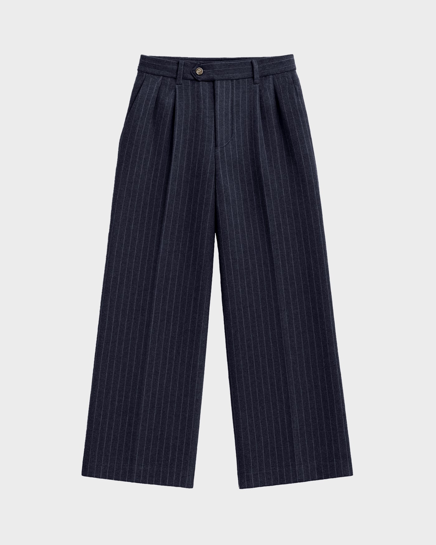 Revival Pinstripe Pleated Pants | Blueish Grey