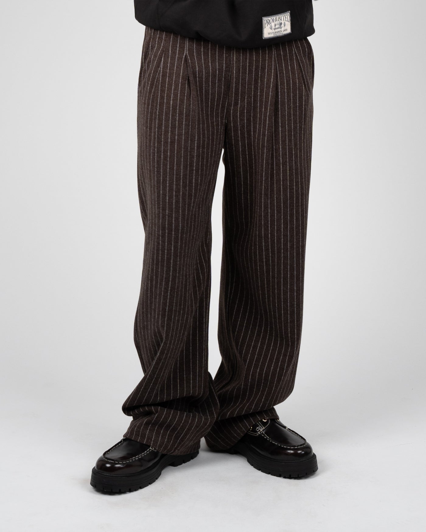 Revival Pinstripe Pleated Pants | Brown