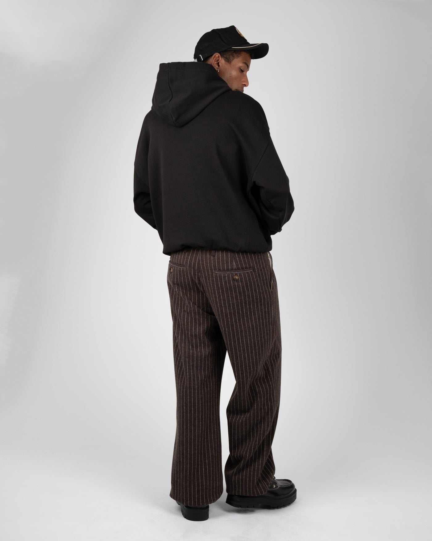 Revival Pinstripe Pleated Pants | Brown