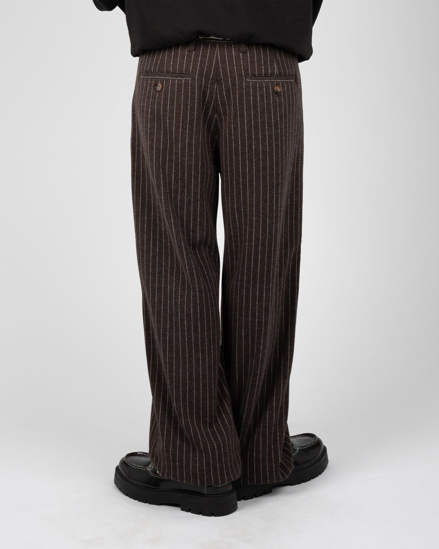 Revival Pinstripe Pleated Pants | Brown