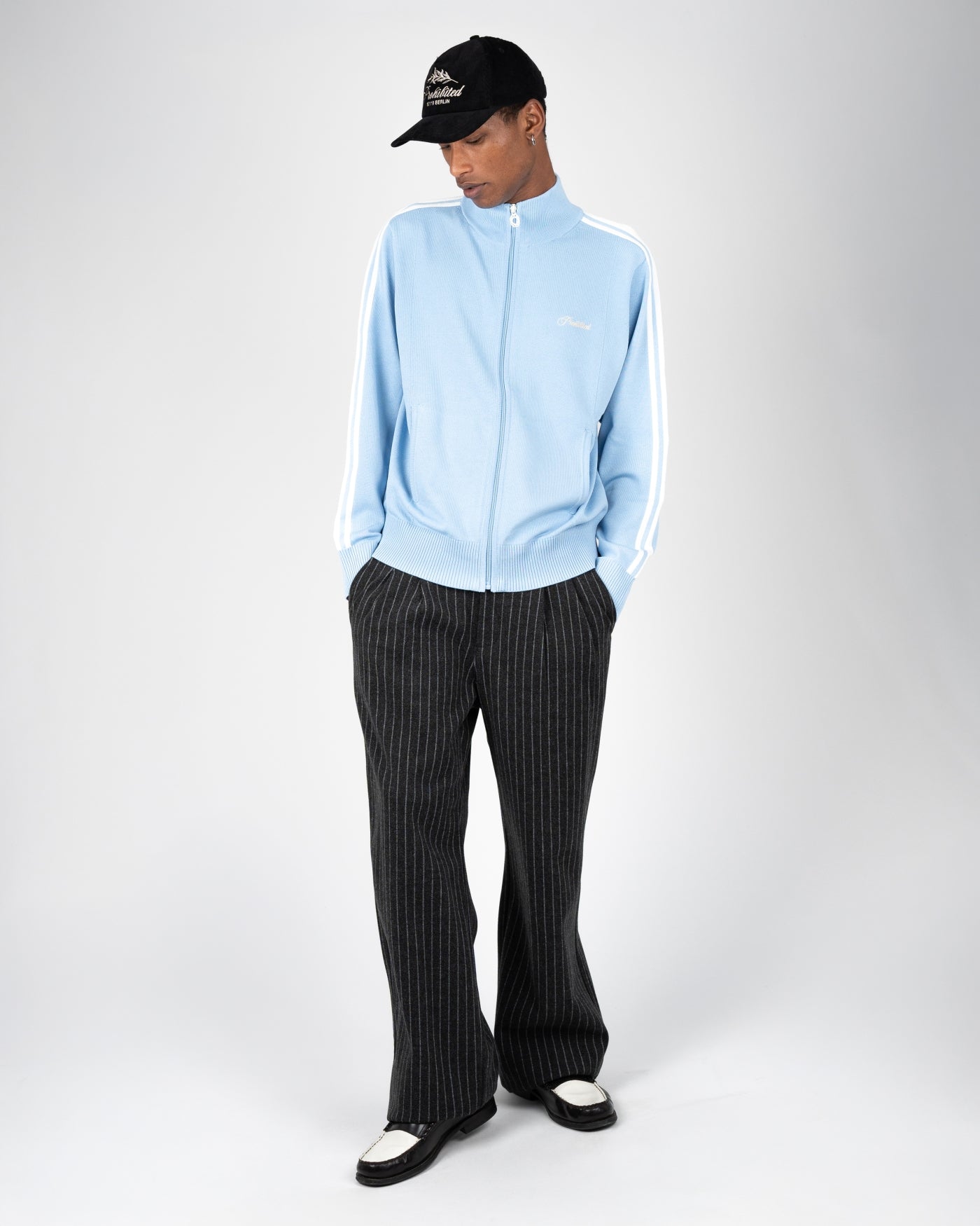 Revival Pinstripe Pleated Pants | Dark Grey