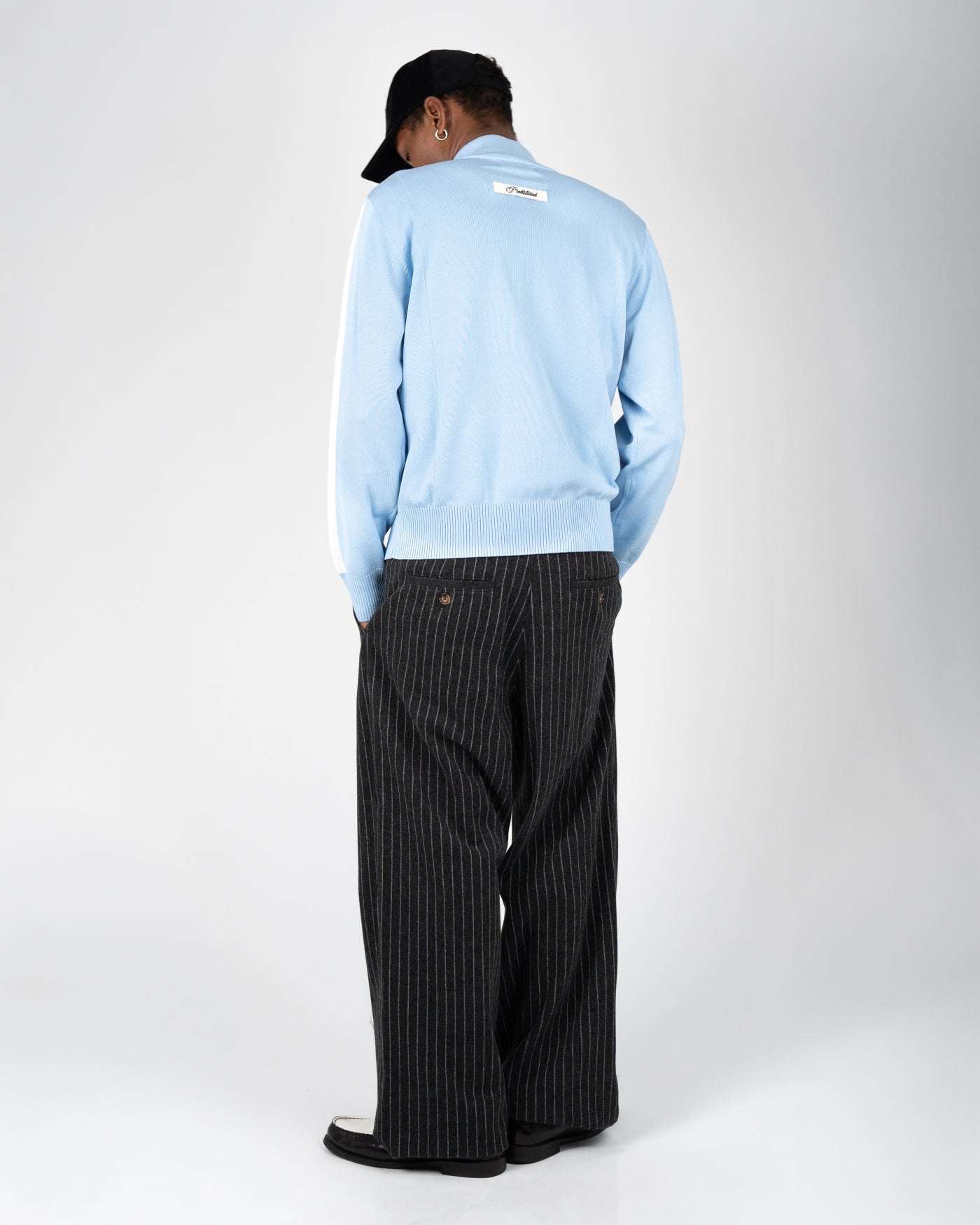 Revival Pinstripe Pleated Pants | Dark Grey