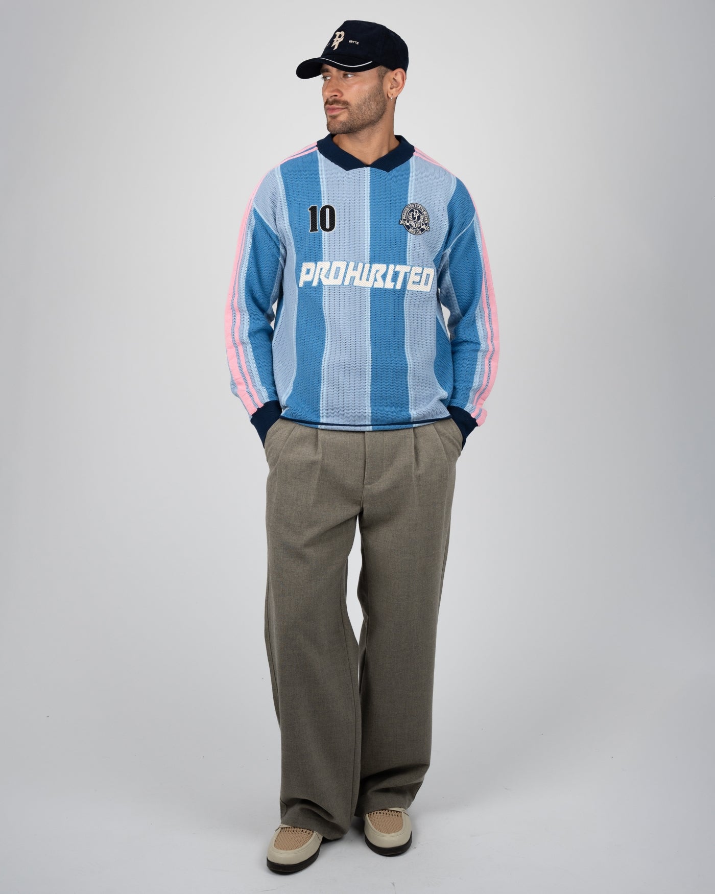 Striped Team Knit Trikot | Light Blue