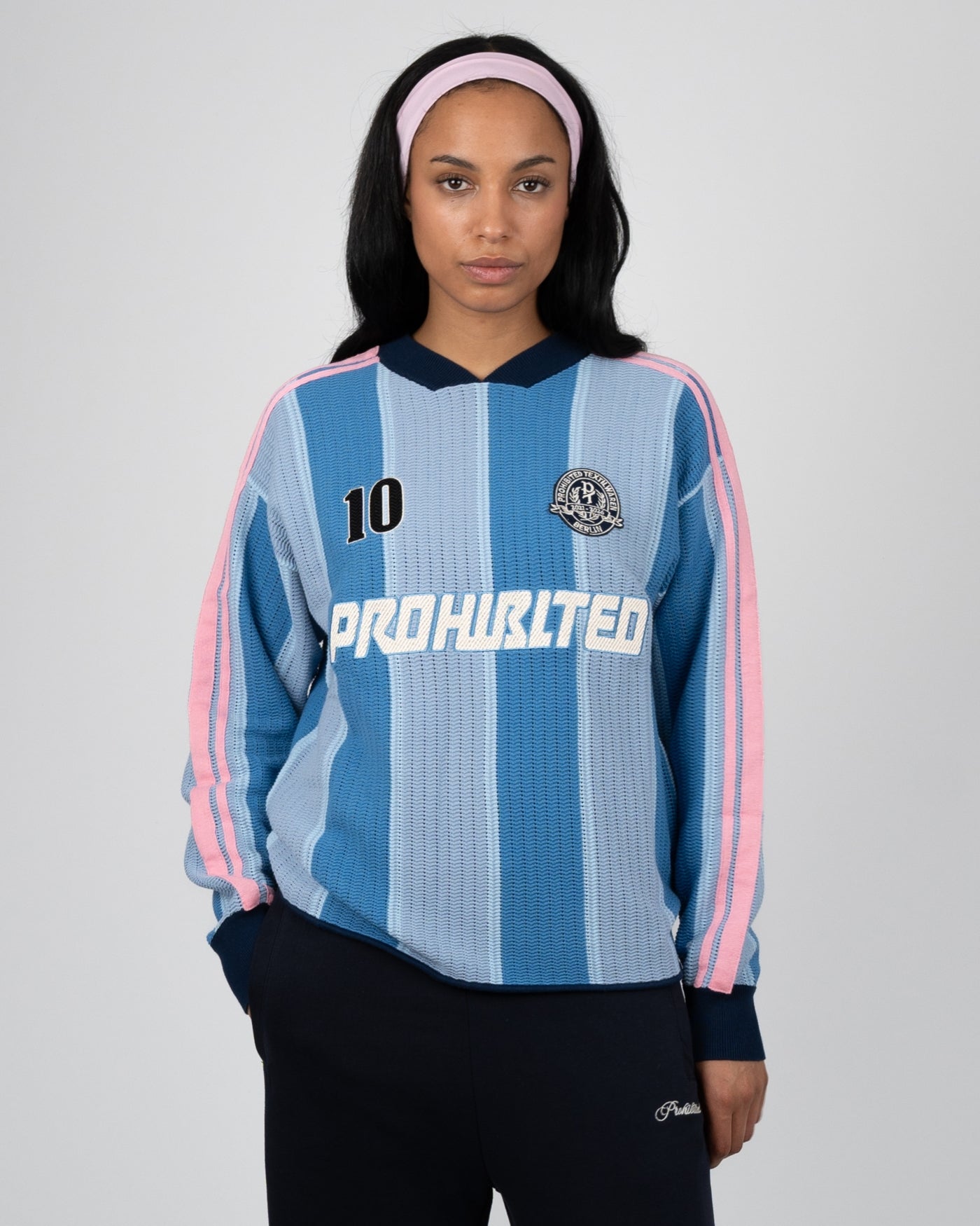 Striped Team Knit Trikot | Light Blue