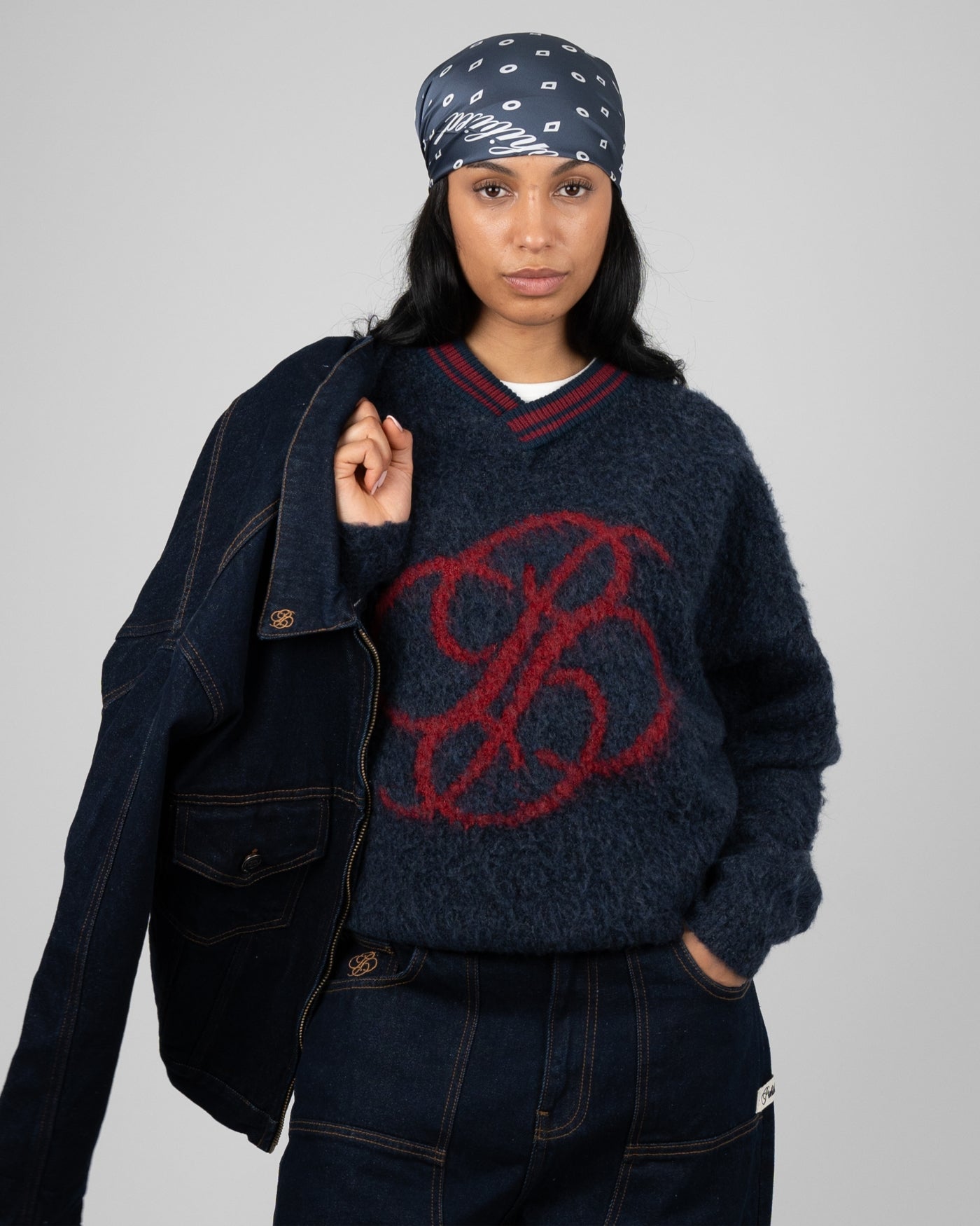 Fuzzy Knit Sweater | Midnight Blue