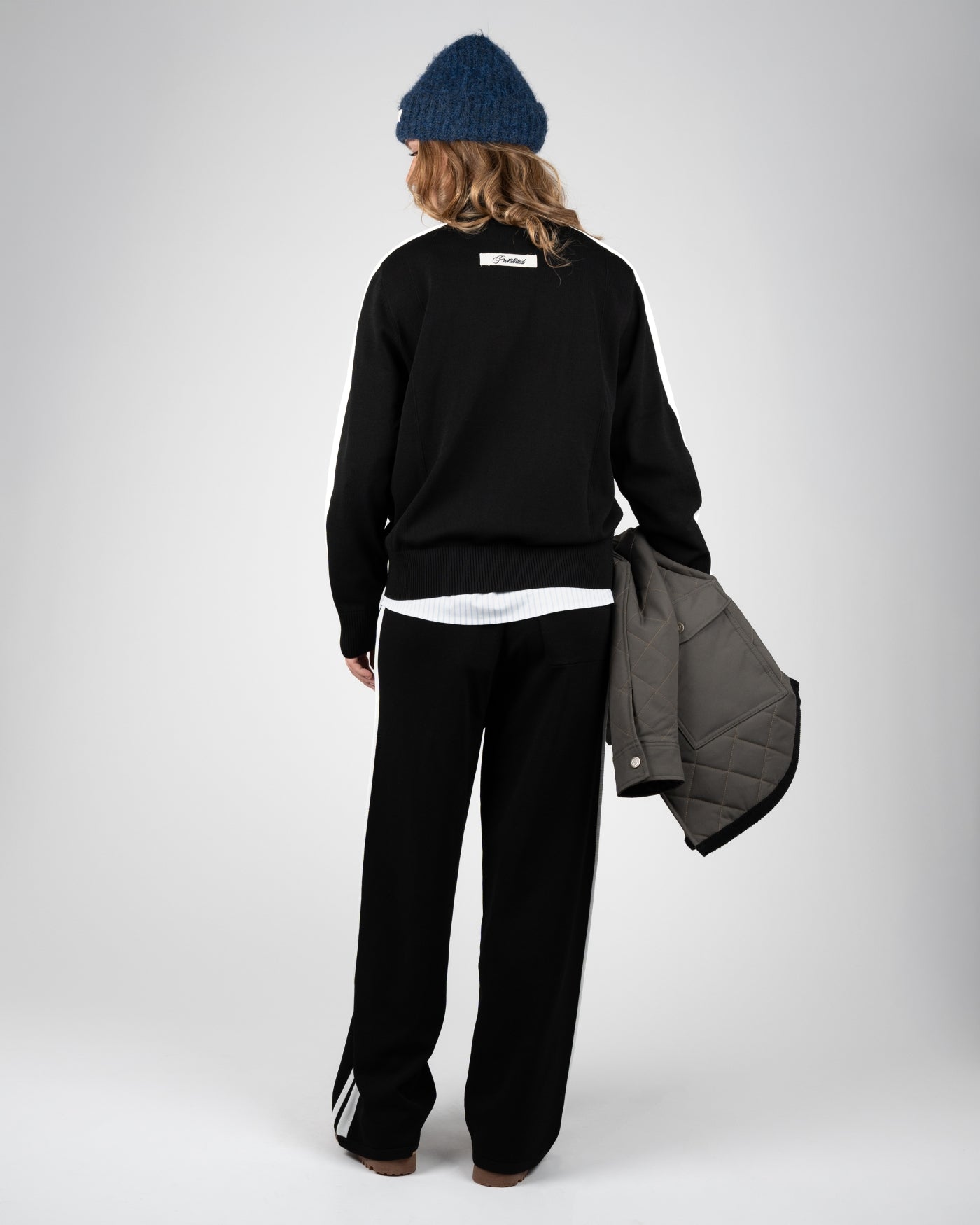 Varsity Knitted Trackjacket | Black