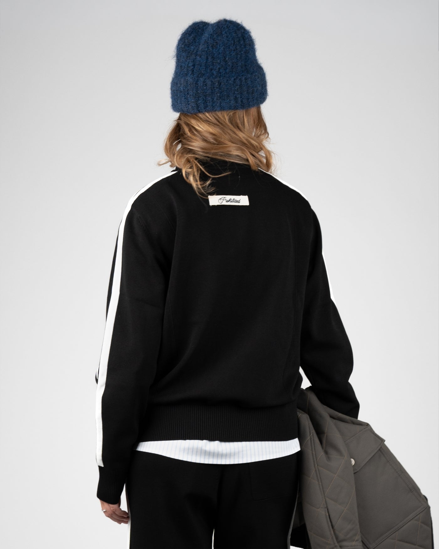 Varsity Knitted Trackjacket | Black