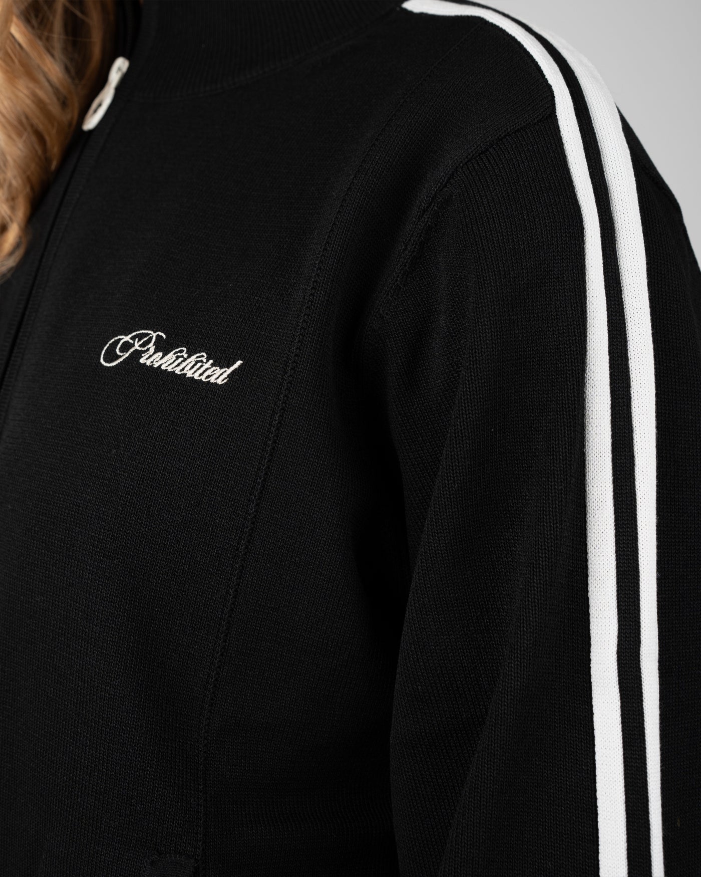 Varsity Knitted Trackjacket | Black
